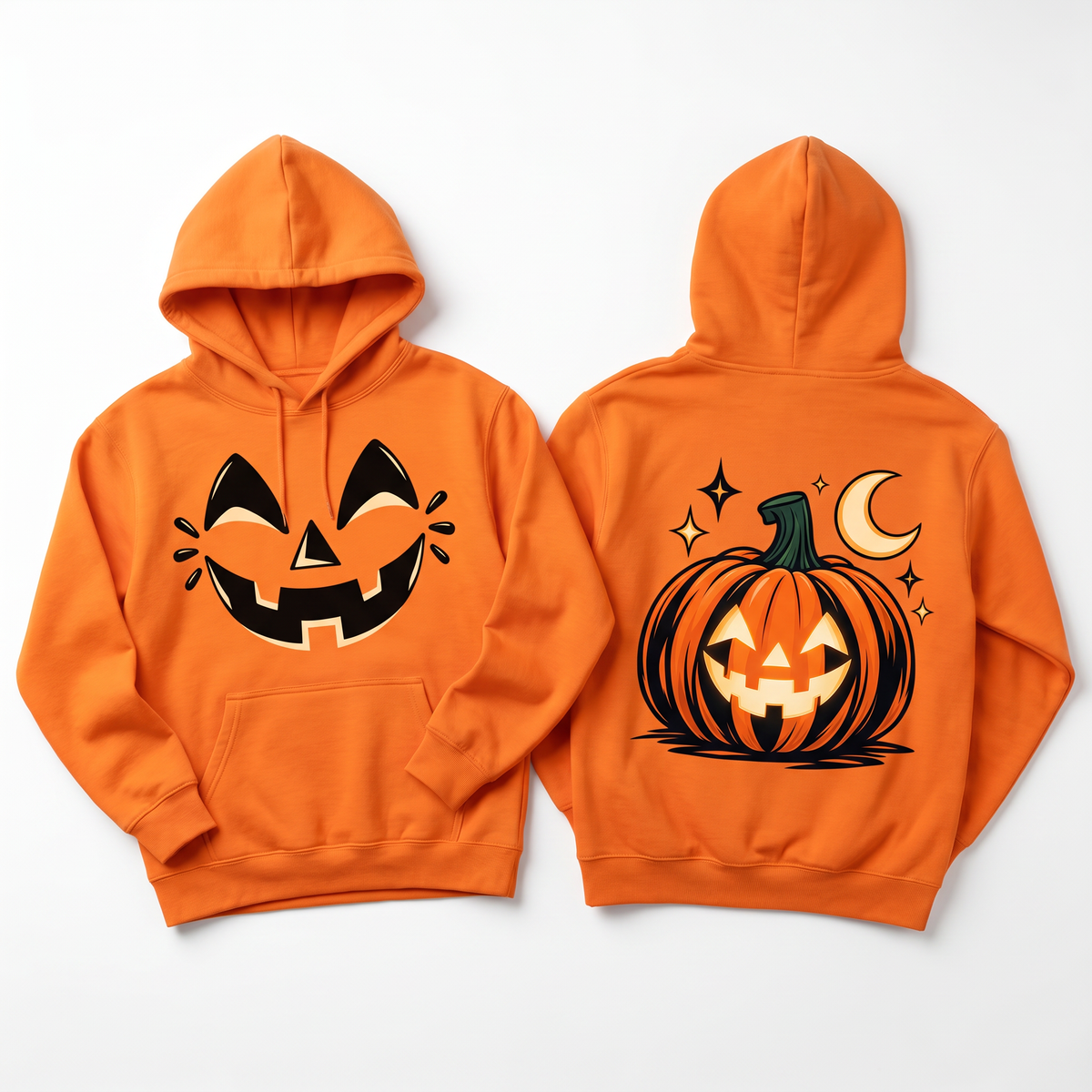 Bluza Dynia Halloween z Kapturem – Dzieci i Dorośli – Pomarańczowa