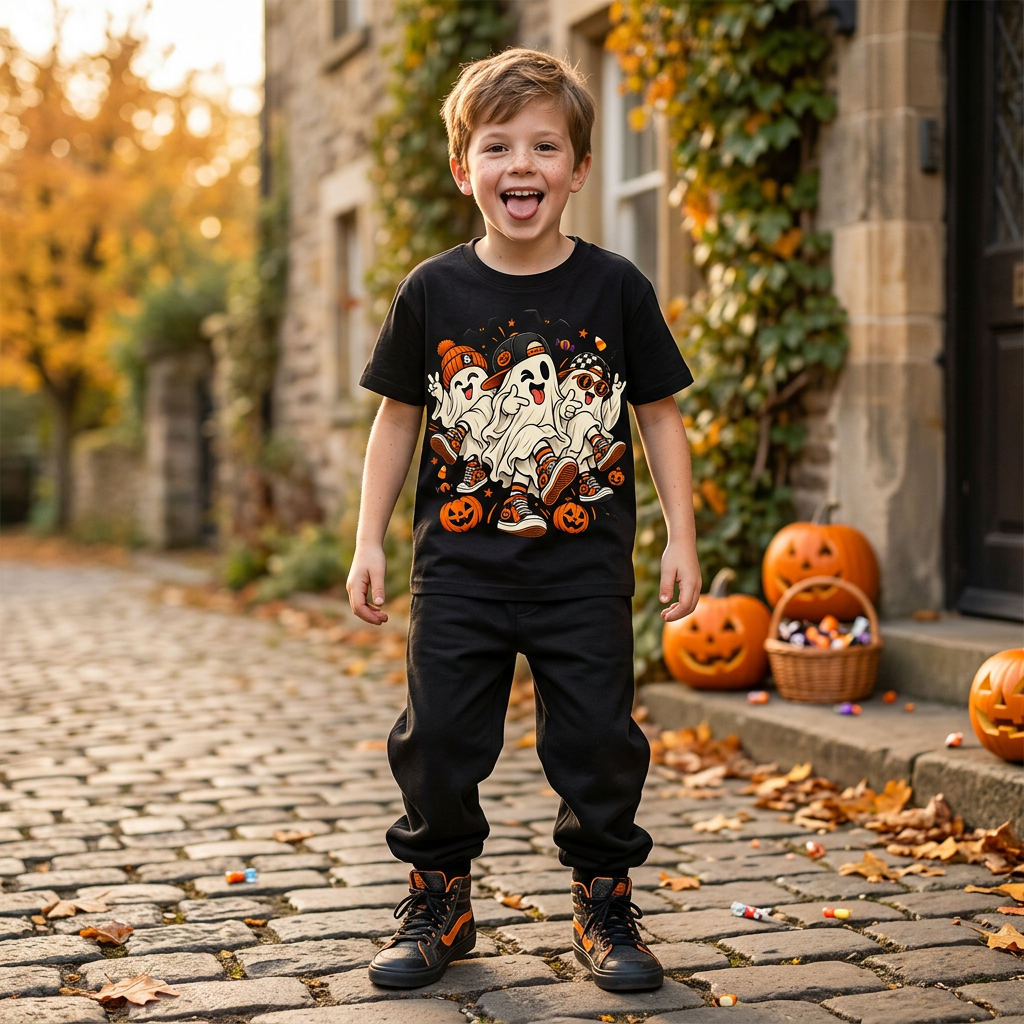 26_68 Koszulka na Halloween Śmieszna Duchy Tańczące Griddy Dla dzieci Młodzieży