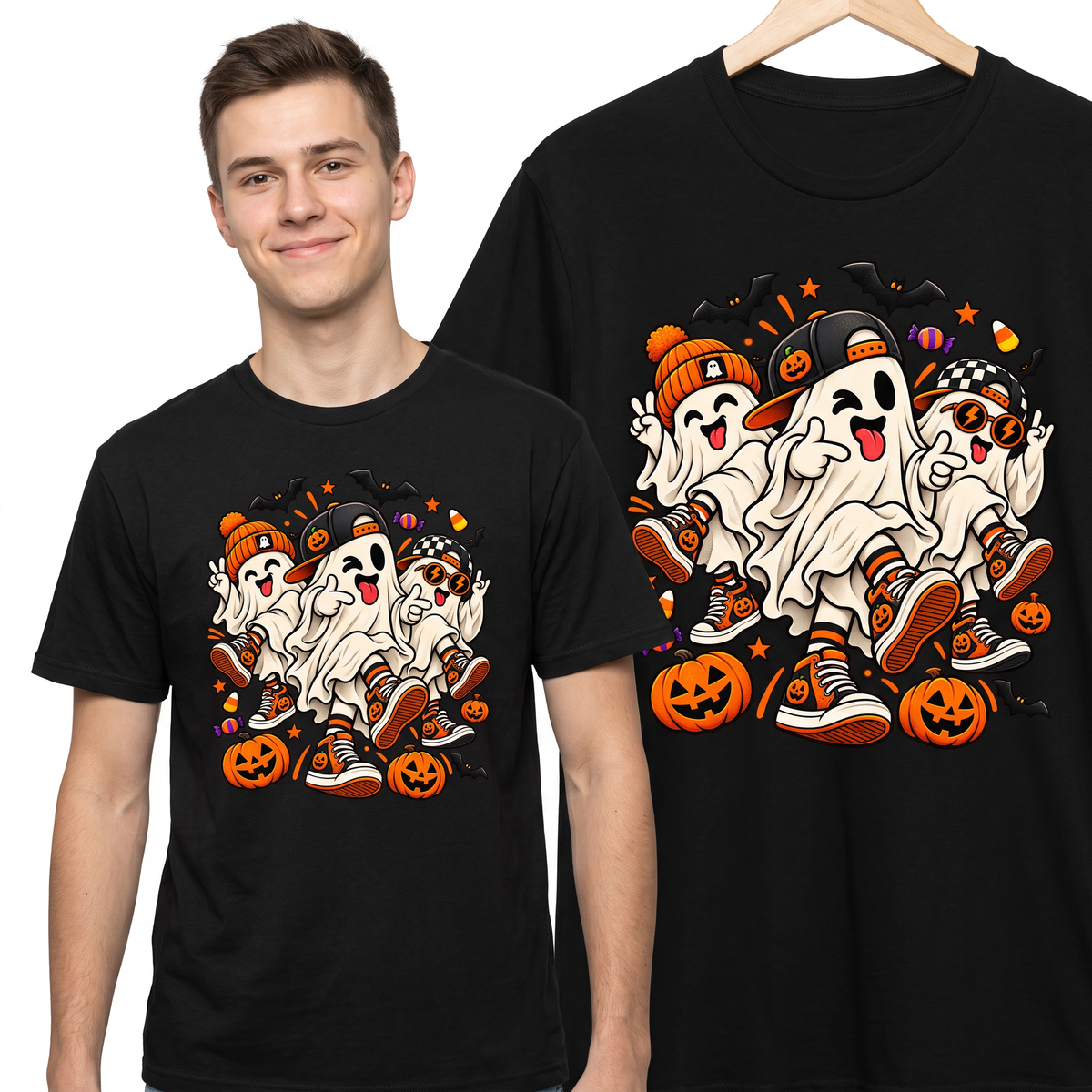 26_68 Koszulka na Halloween Śmieszna Duchy Tańczące Griddy Dla dzieci Młodzieży