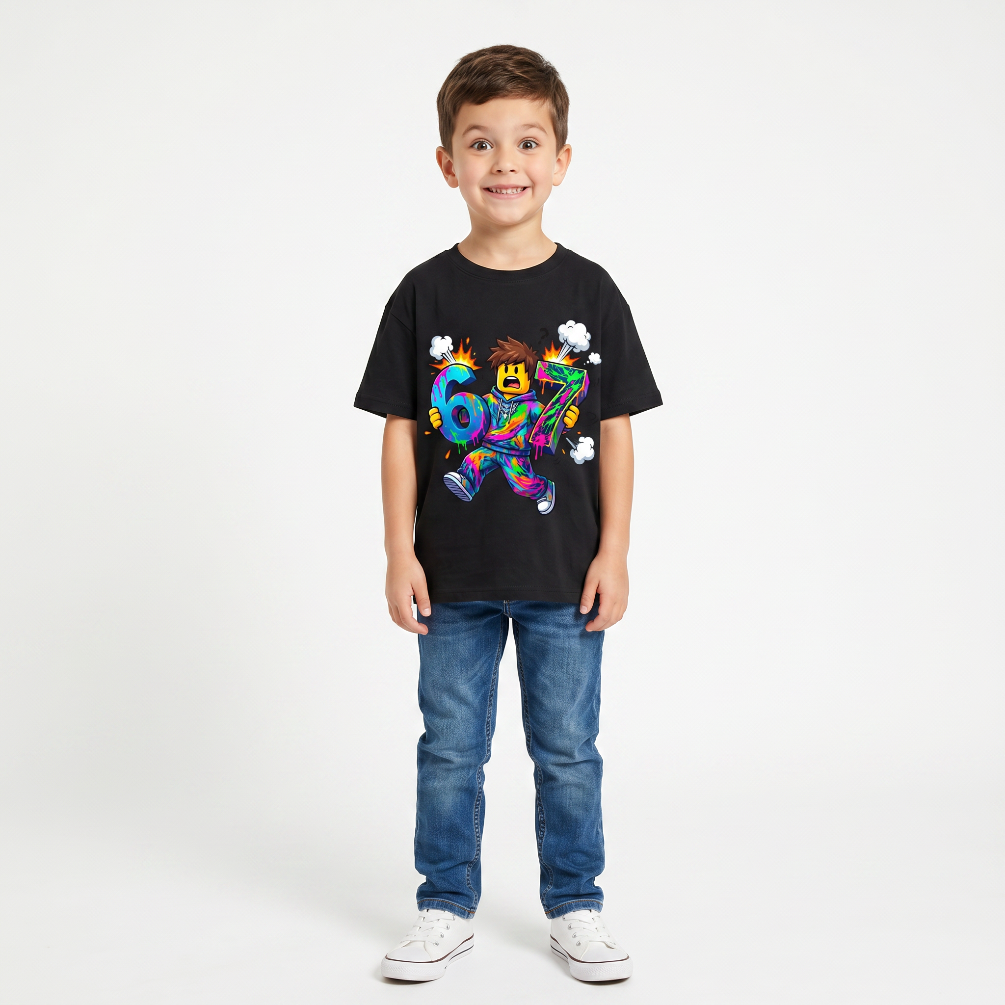 Śmieszna Koszulka Dziecięca T-Shirt 6 7 six seven brainrot Mem HIT 26_20