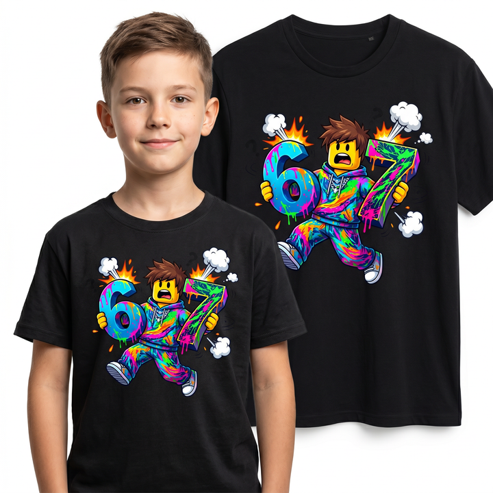 Śmieszna Koszulka Dziecięca T-Shirt 6 7 six seven brainrot Mem HIT 26_20