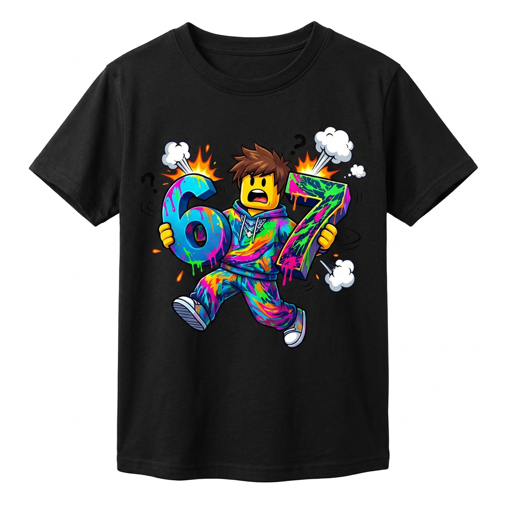 Śmieszna Koszulka Dziecięca T-Shirt 6 7 six seven brainrot Mem HIT 26_20