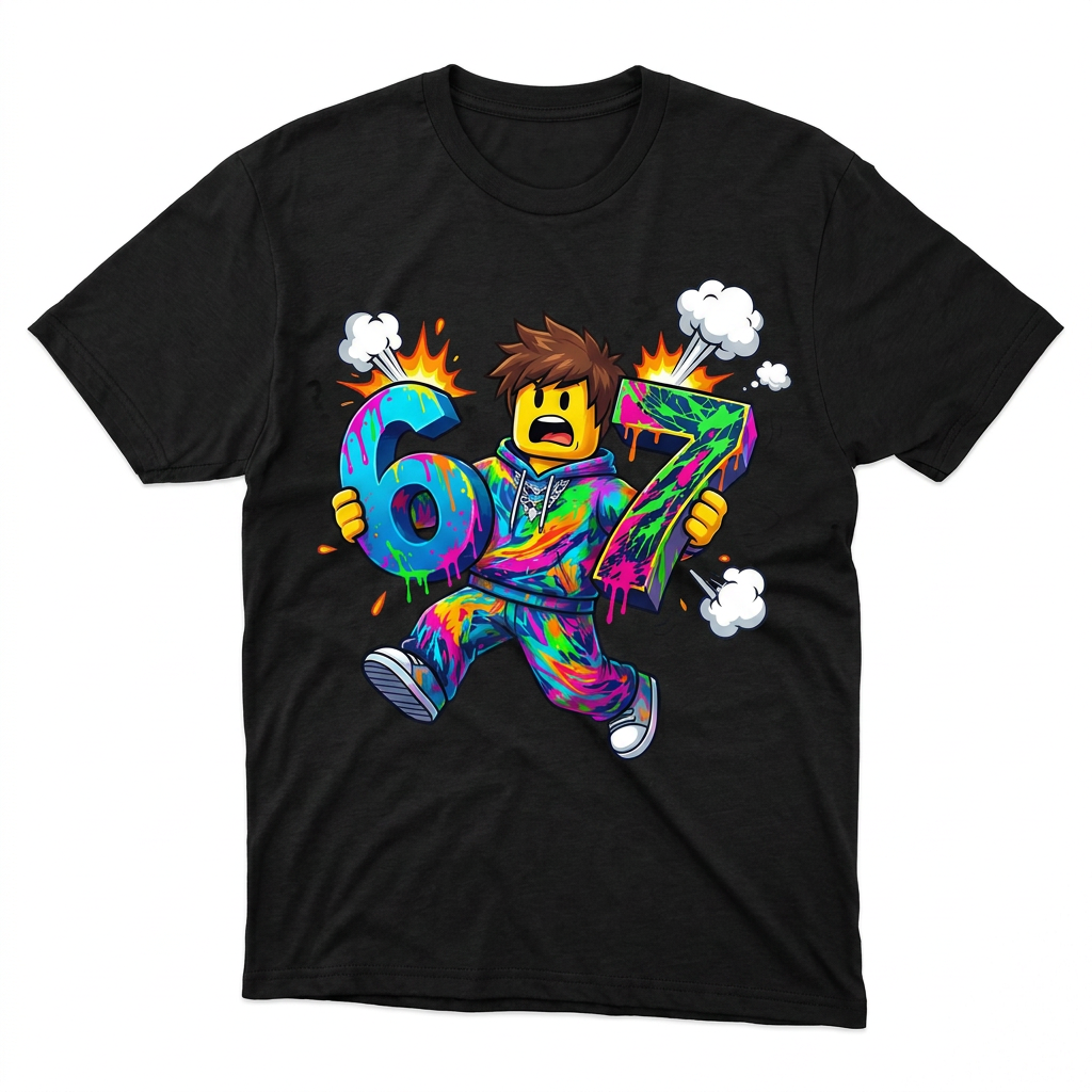 Śmieszna Koszulka Dziecięca T-Shirt 6 7 six seven brainrot Mem HIT 26_20