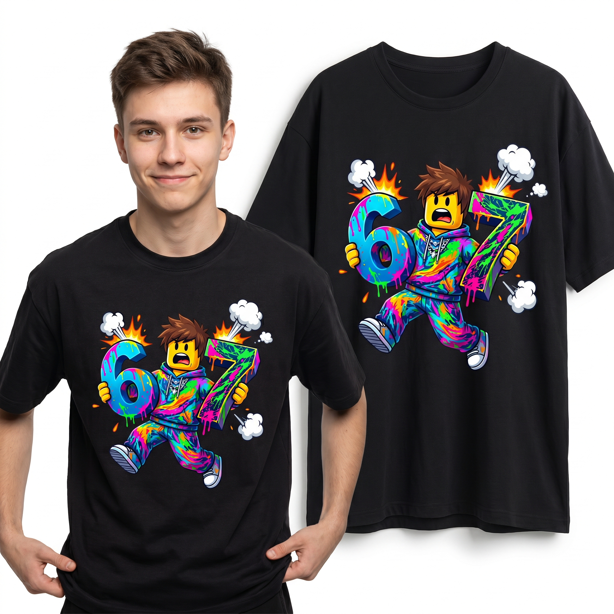 Śmieszna Koszulka Dziecięca T-Shirt 6 7 six seven brainrot Mem HIT 26_20