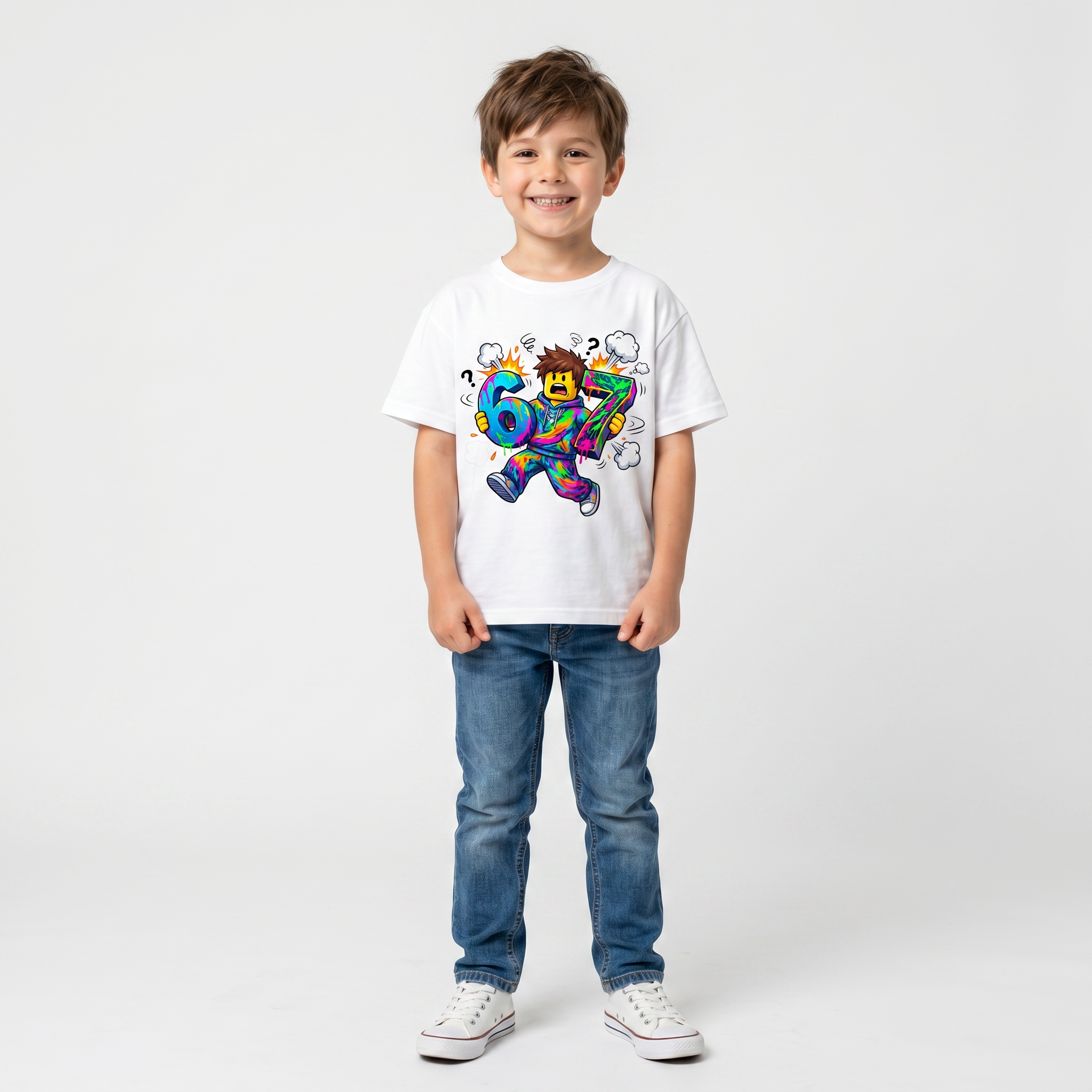 Śmieszna Koszulka Dziecięca T-Shirt 6 7 six seven brainrot Mem HIT 26_20