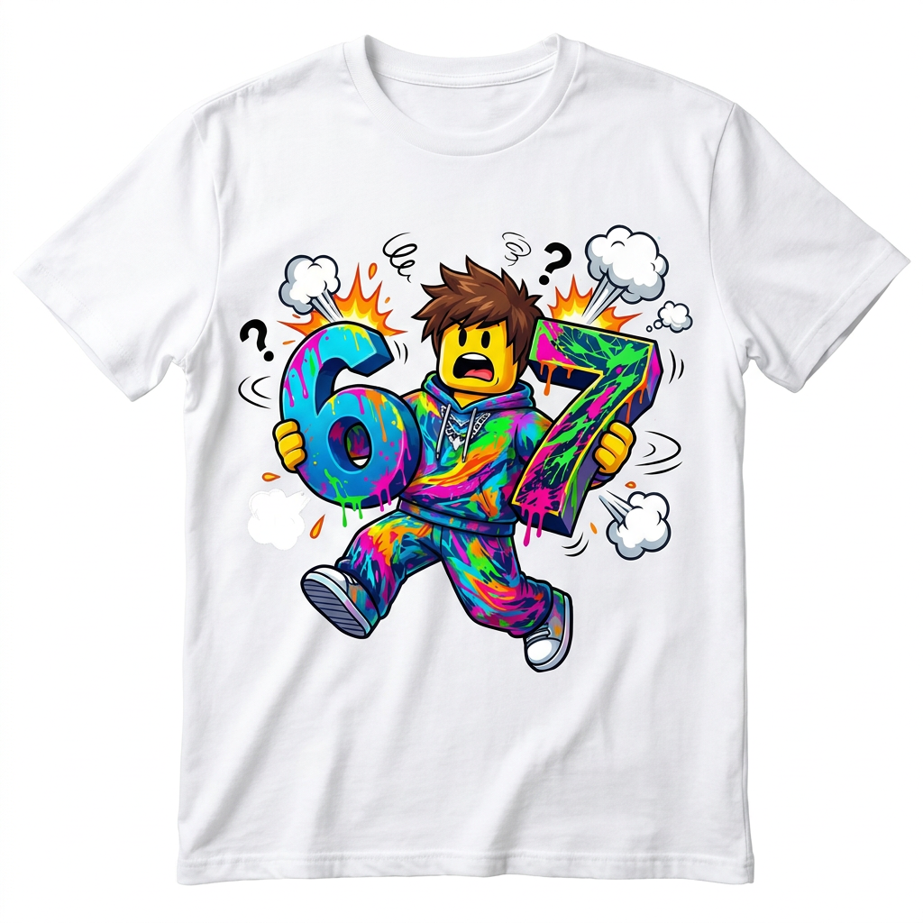 Śmieszna Koszulka Dziecięca T-Shirt 6 7 six seven brainrot Mem HIT 26_20