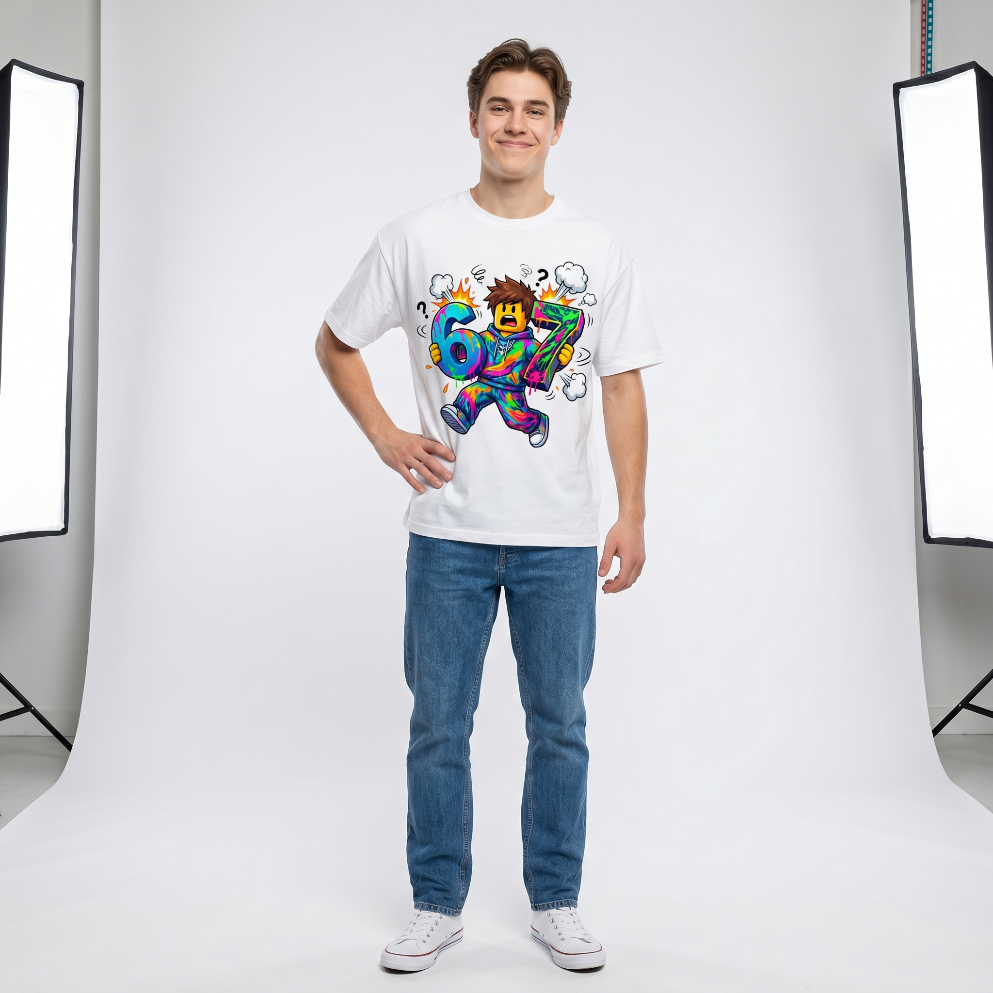 Śmieszna Koszulka Dziecięca T-Shirt 6 7 six seven brainrot Mem HIT 26_20