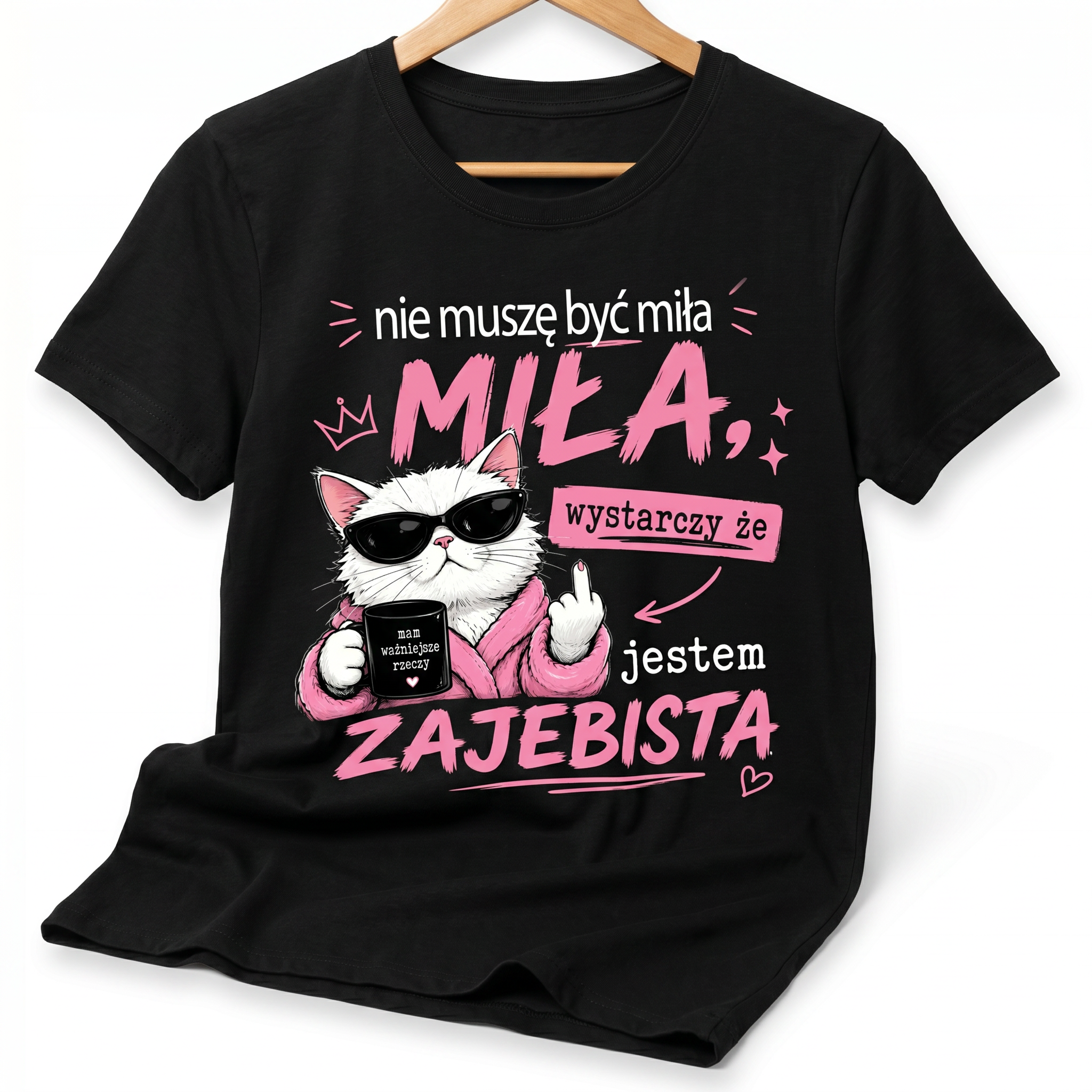 Koszulka Damska Śmieszna T-Shirt Luźna Nie Muszę być Miła Jestem Zajebista Drugie zdjęcie produktu