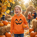 Bluza Dynia Halloween z Kapturem – Dzieci i Dorośli – Pomarańczowa
