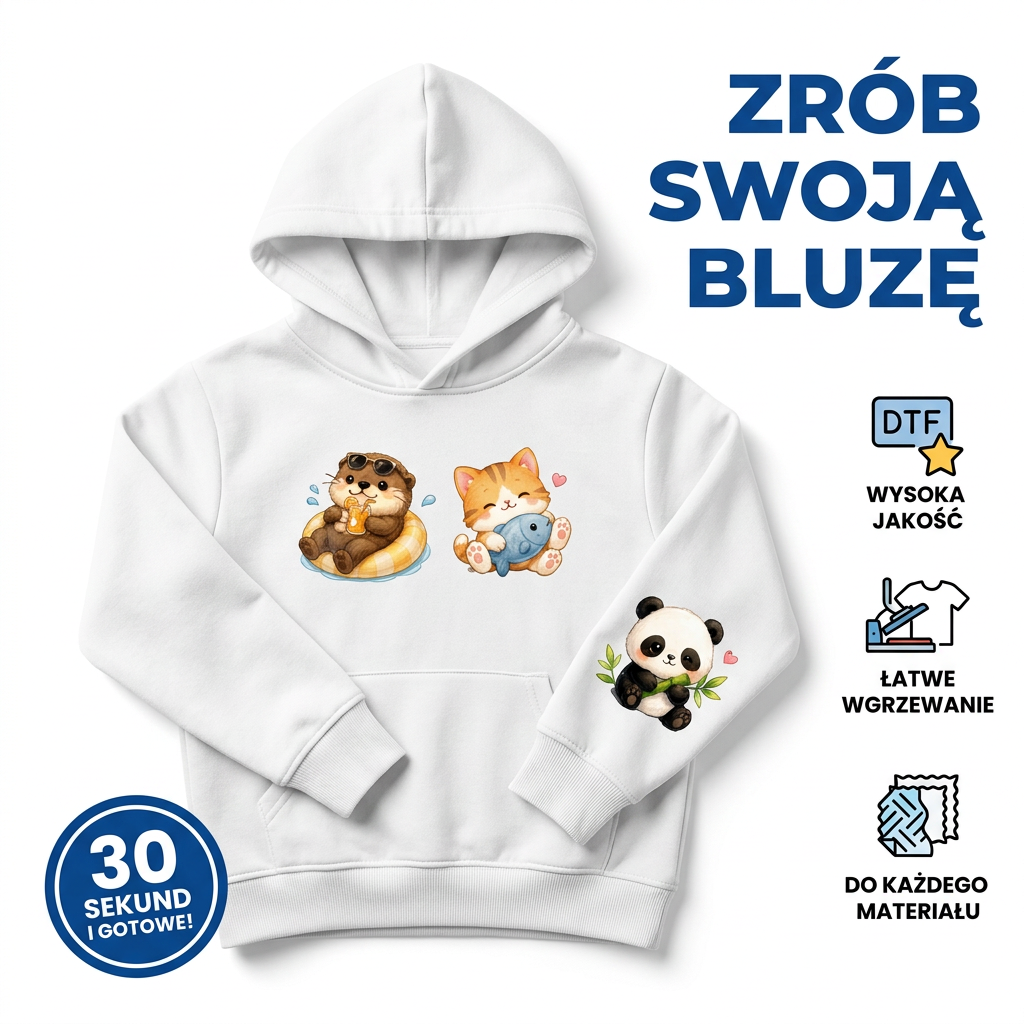 Naprasowanki, Naplamki Łatki Termo DTF Na Ubrania Zestaw Dla Dzieci Arkusz KAWAII Zwierzątka
