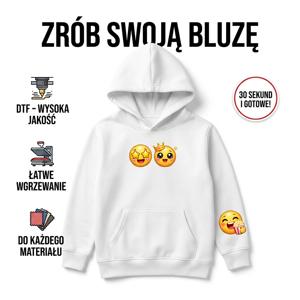 Naprasowanki, Naplamki Łatki Termo DTF Na Ubrania Zestaw Dla Dzieci Arkusz Emotki Emoji