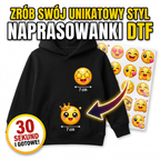 Naprasowanki, Naplamki Łatki Termo DTF Na Ubrania Zestaw Dla Dzieci Arkusz Emotki Emoji