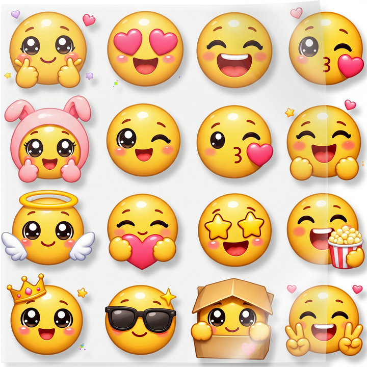Naprasowanki, Naplamki Łatki Termo DTF Na Ubrania Zestaw Dla Dzieci Arkusz Emotki Emoji