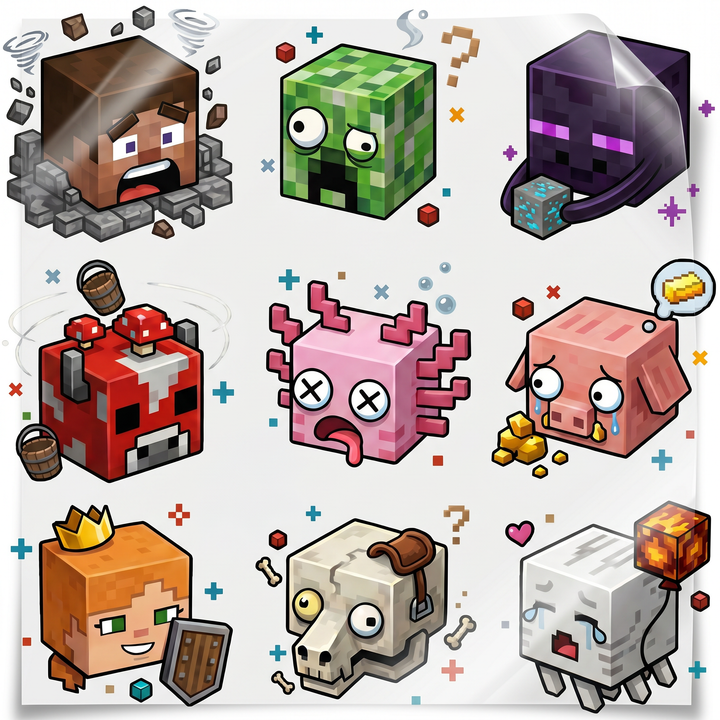Naprasowanki, Naplamki Łatki Termo DTF Na Ubrania Zestaw Dla Dzieci Arkusz Minecraft
