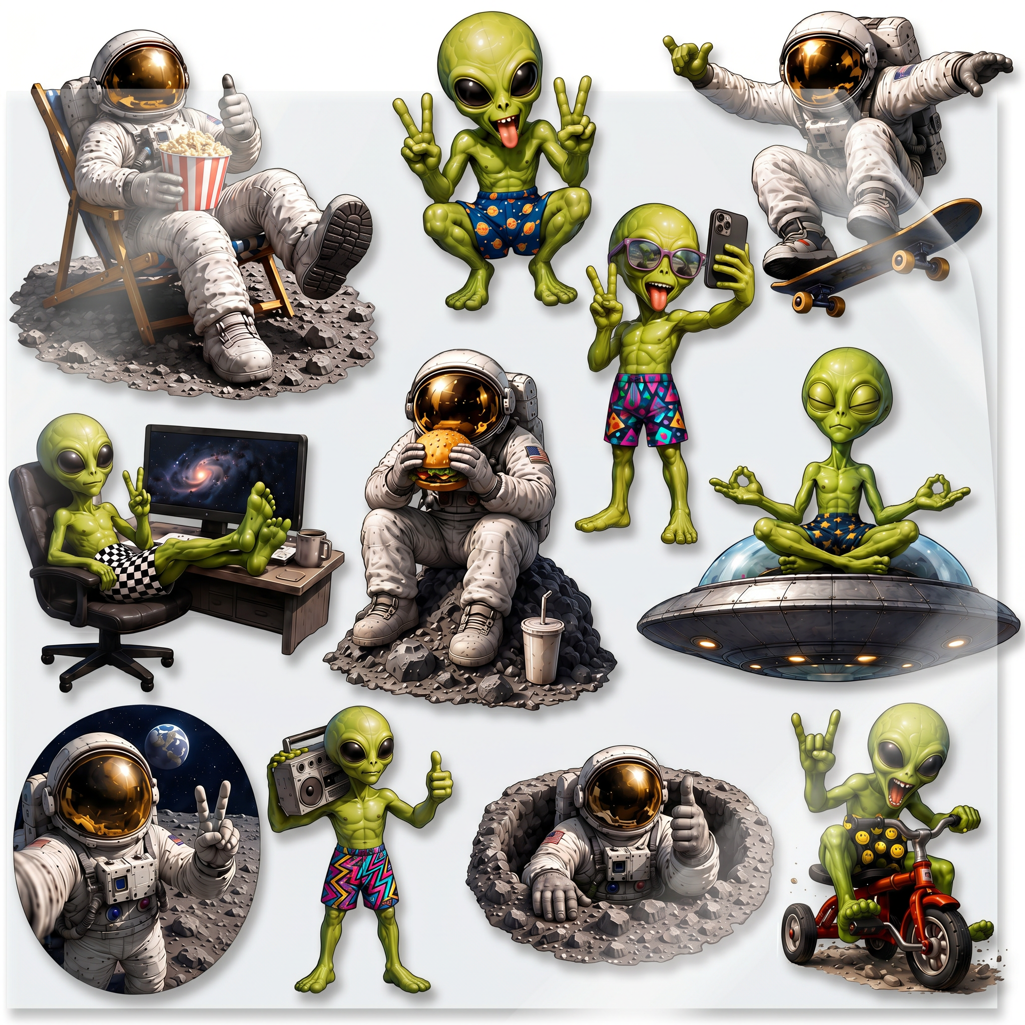 Naprasowanki, Naplamki Łatki Termo DTF Na Ubrania Zestaw Dla Dzieci i Dorosłych Ufo Kosmos