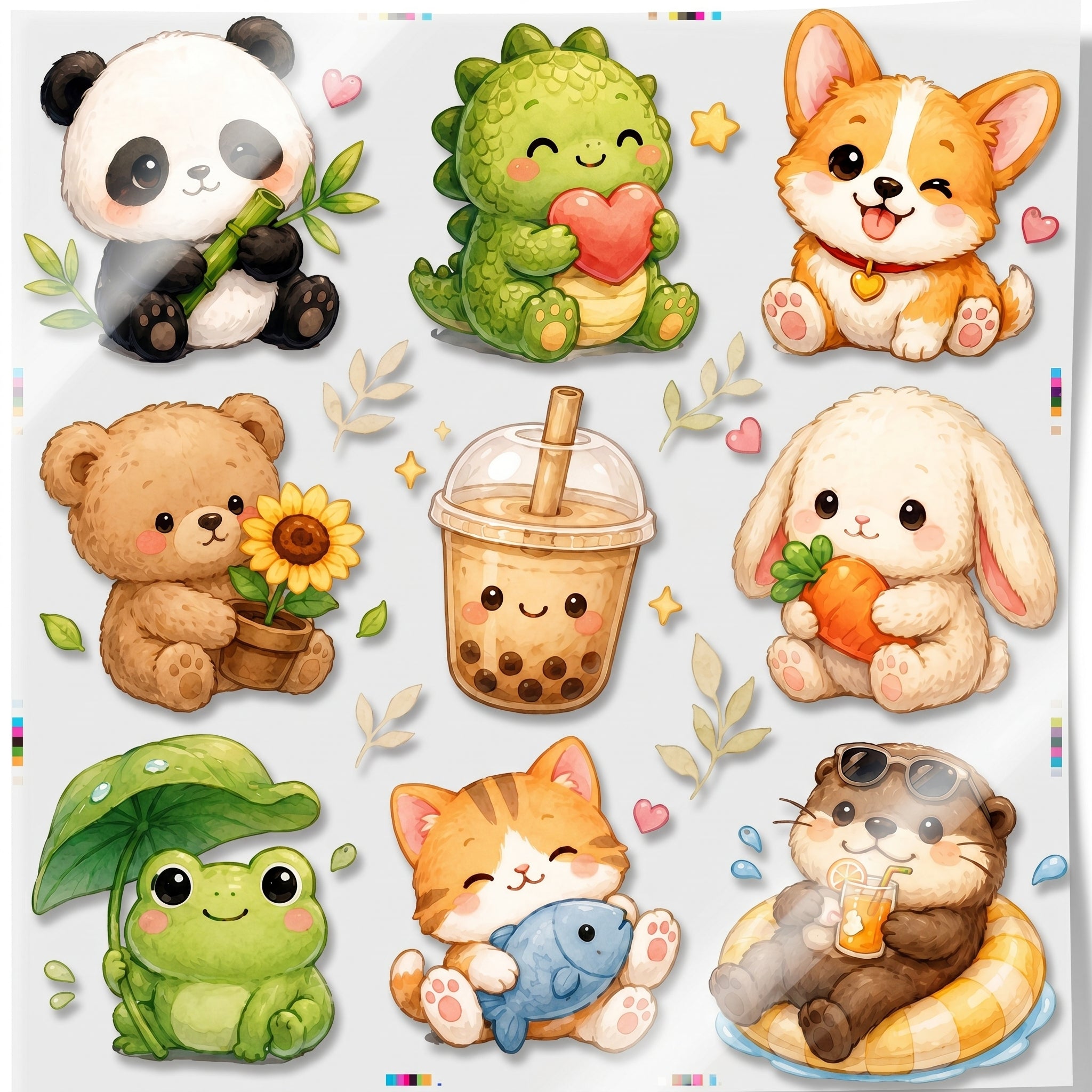 Naprasowanki, Naplamki Łatki Termo DTF Na Ubrania Zestaw Dla Dzieci Arkusz KAWAII Zwierzątka Główne zdjęcie produktu