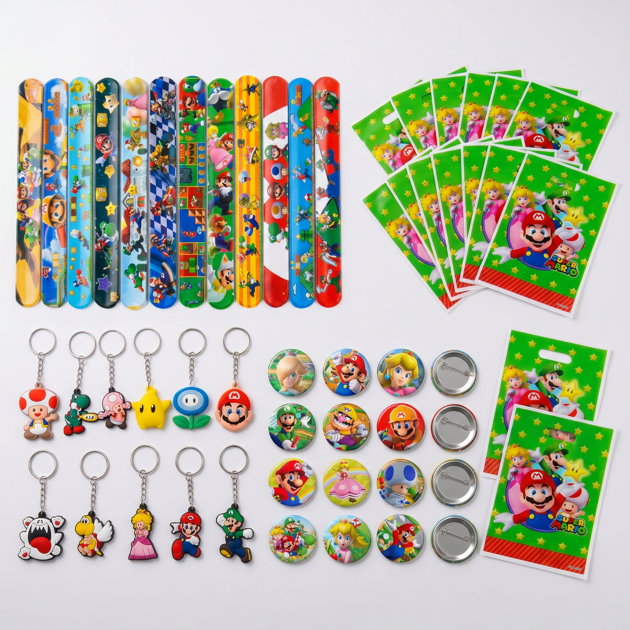 Zestaw Upominki Super Mario Na Urodziny dla dzieci Breloki Torebki Przypinki 98el Drugie zdjęcie produktu