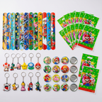 Zestaw Upominki Super Mario Na Urodziny dla dzieci Breloki Torebki Przypinki 98el