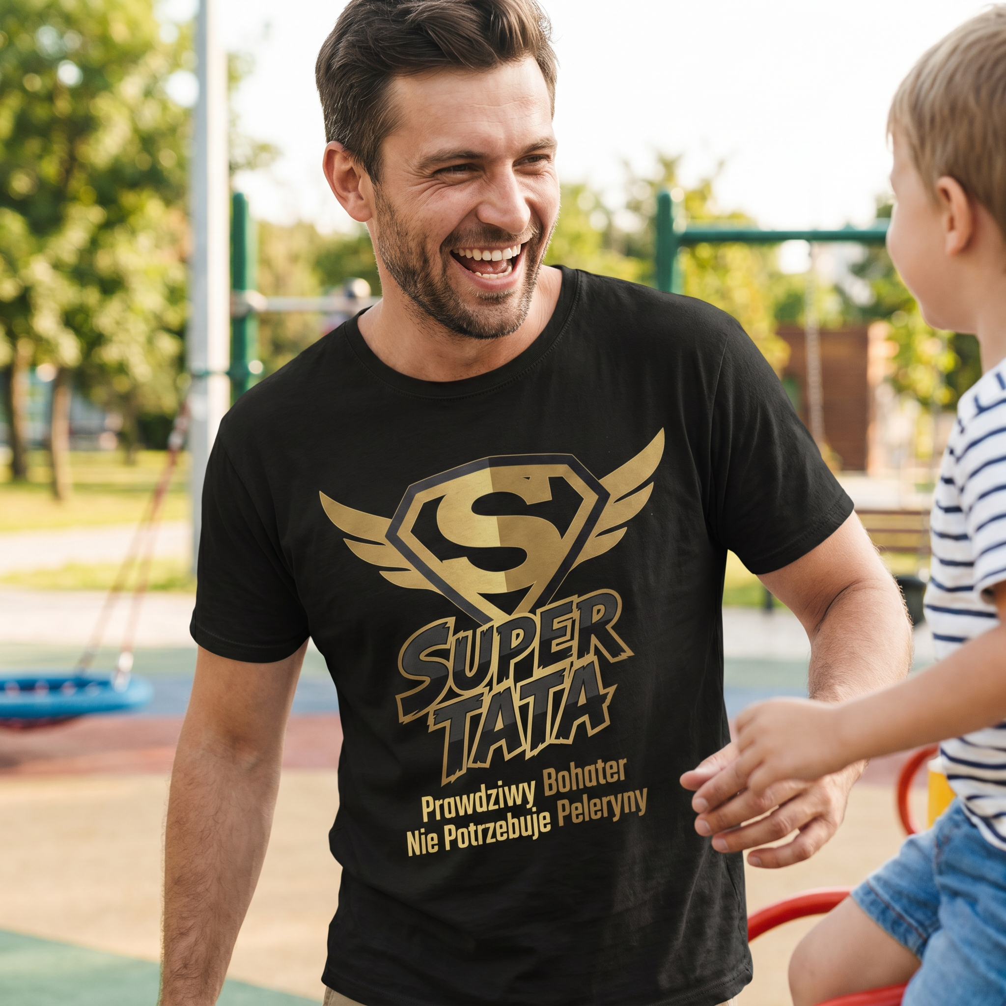 Koszulka Męska T-Shirt Prezent Dla Taty SUPER TATA Biała lub Czarna