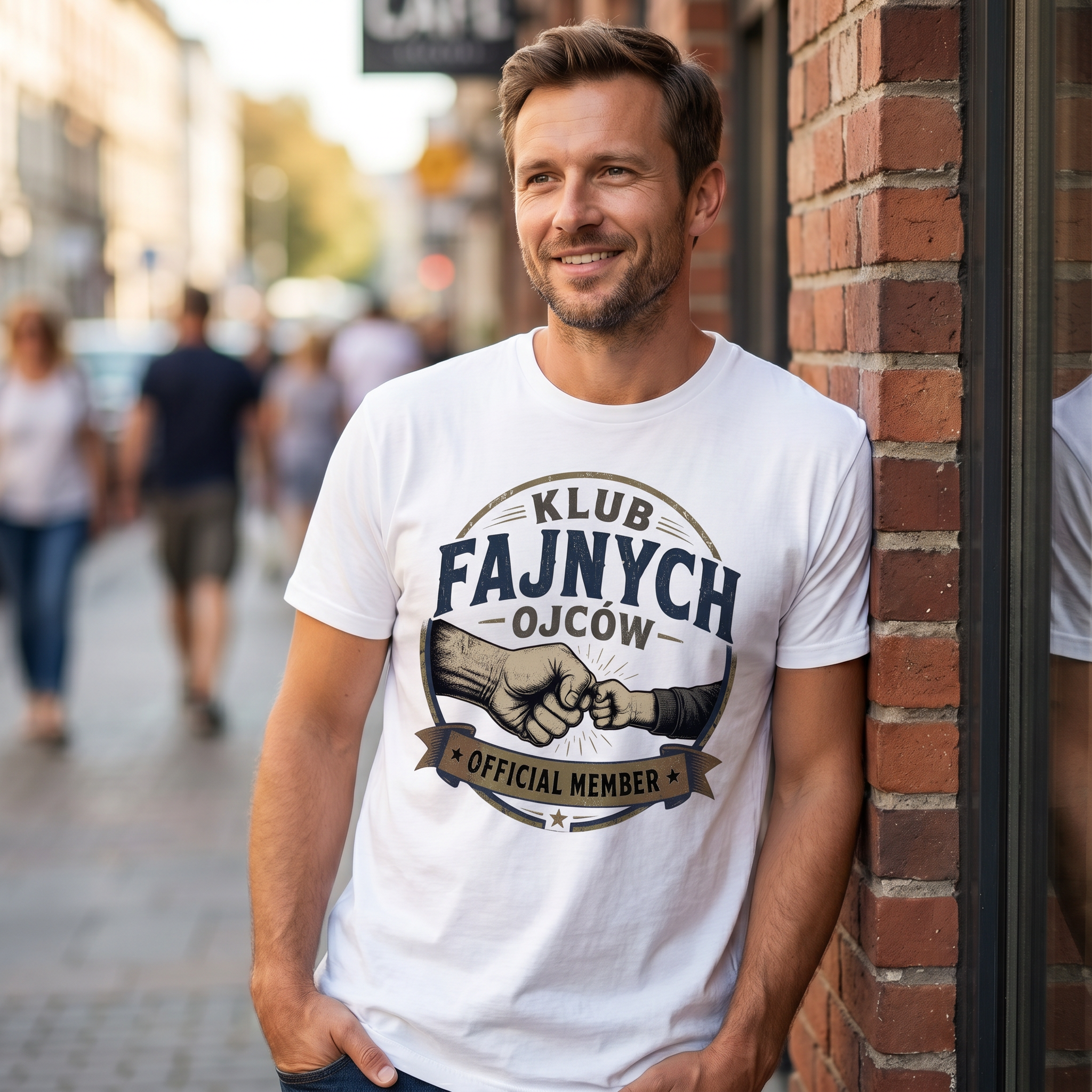 Koszulka Męska T-Shirt Prezent Dla Taty na Dzień Taty Ojca "Klub Fajnych Ojców"