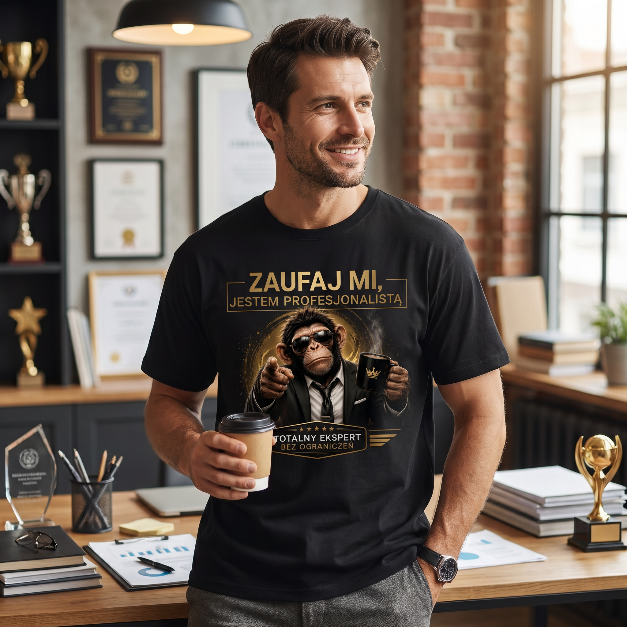 Koszulka Męska T-Shirt Prezent Dla Specjalisty Fachowca "Zaufaj mi Jestem Profesjonalistą"=