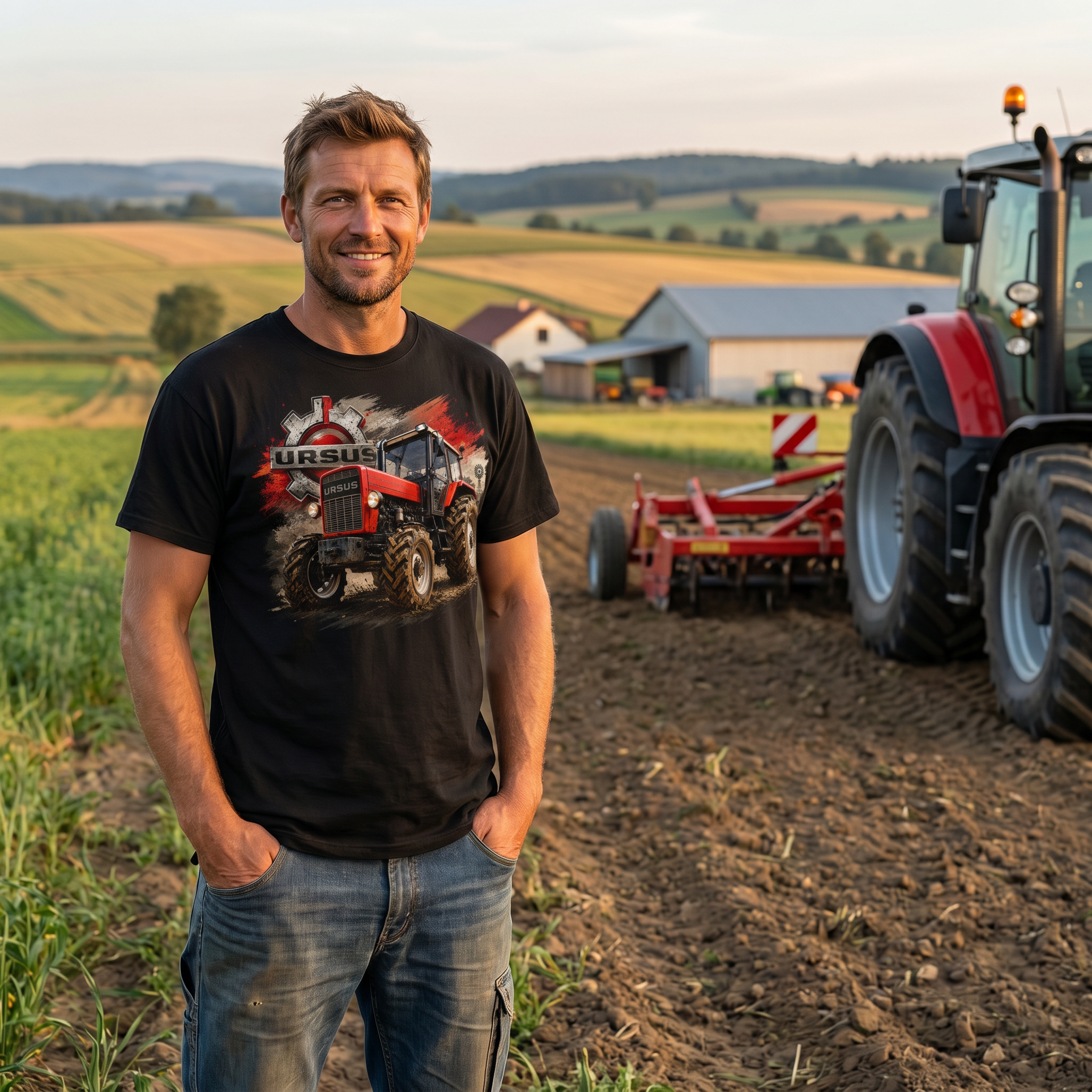 Koszulka Męska T-Shirt Prezent Dla Taty Chłopaka Rolnika URSUS Ciągnik