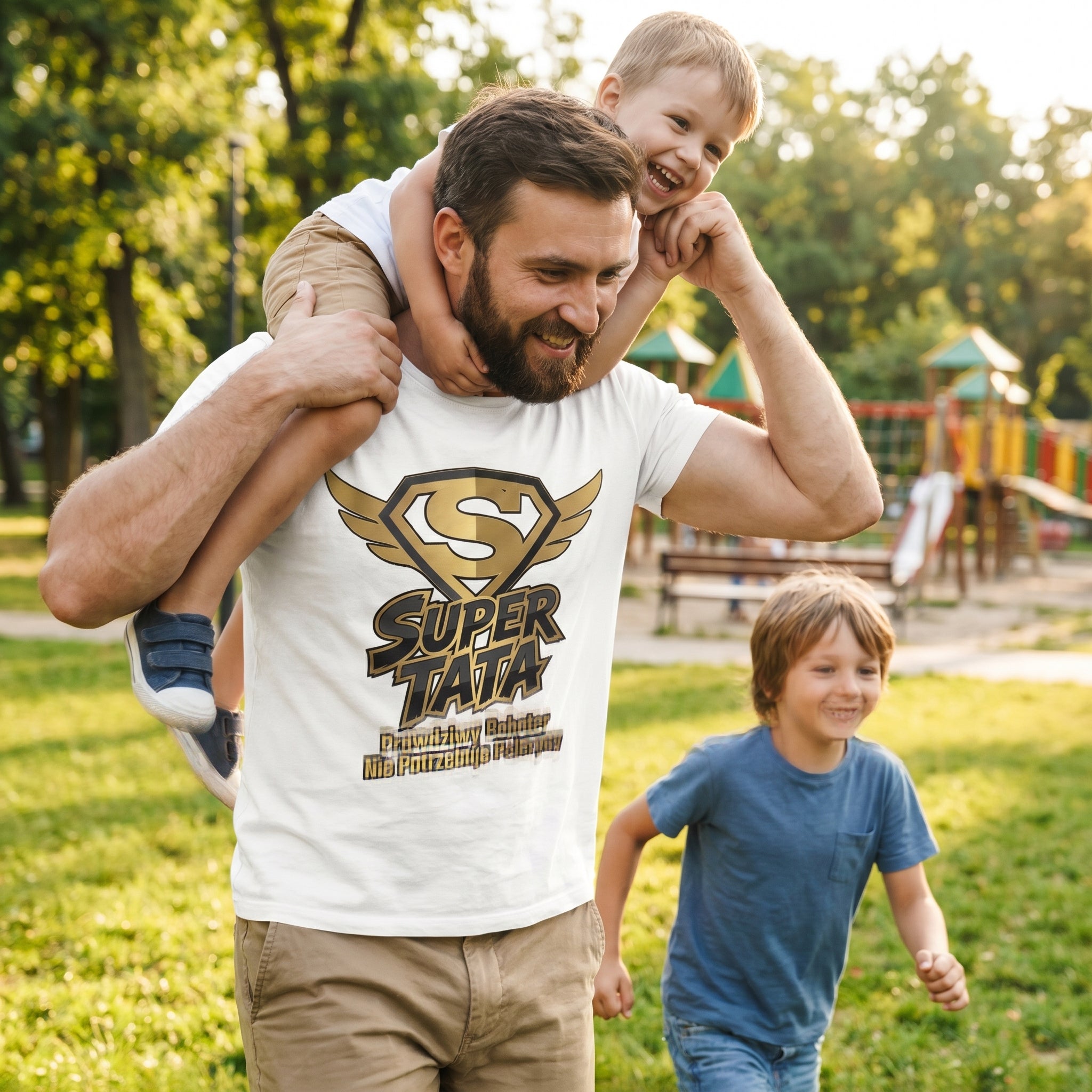 Koszulka Męska T-Shirt Prezent Dla Taty SUPER TATA Biała lub Czarna