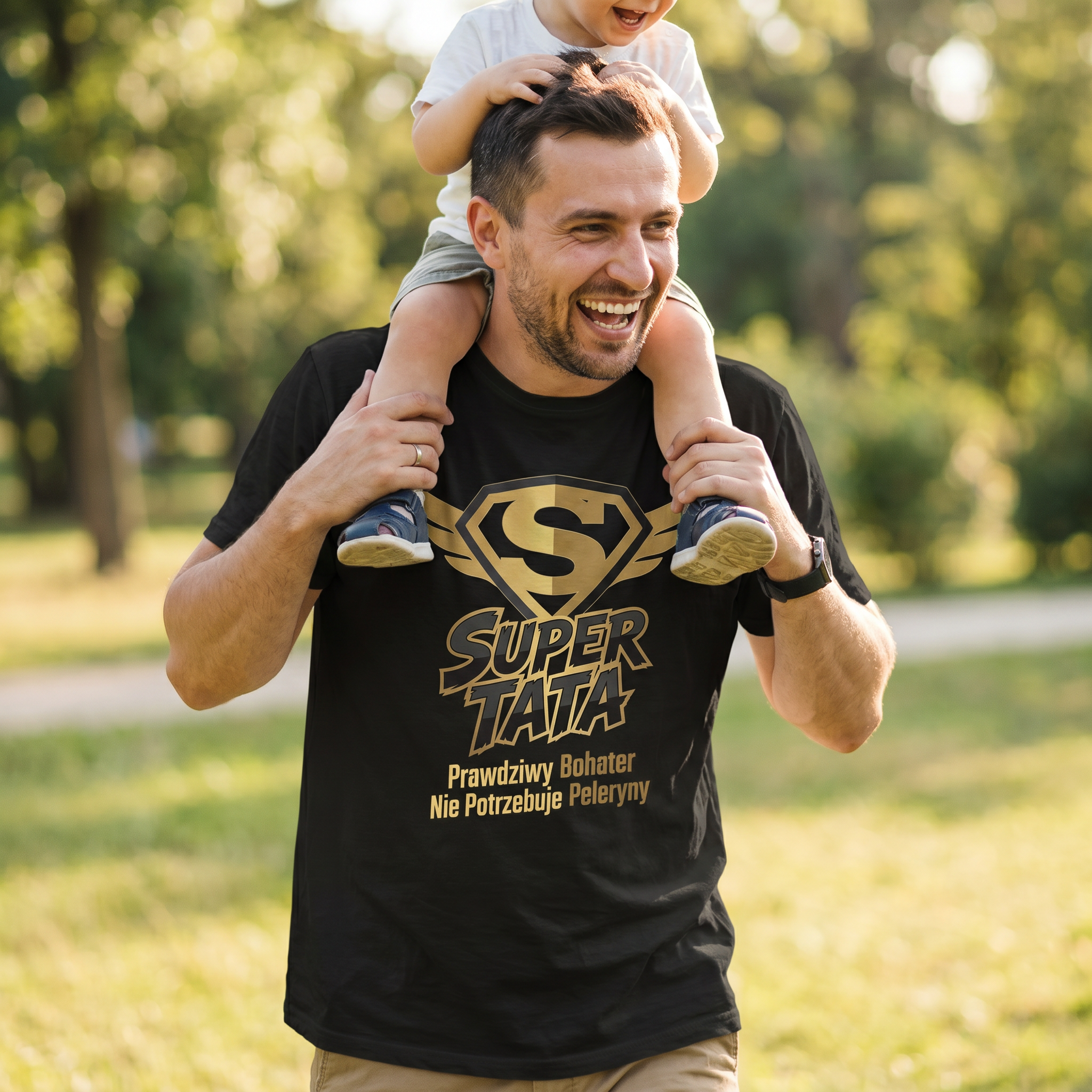 Koszulka Męska T-Shirt Prezent Dla Taty SUPER TATA Biała lub Czarna