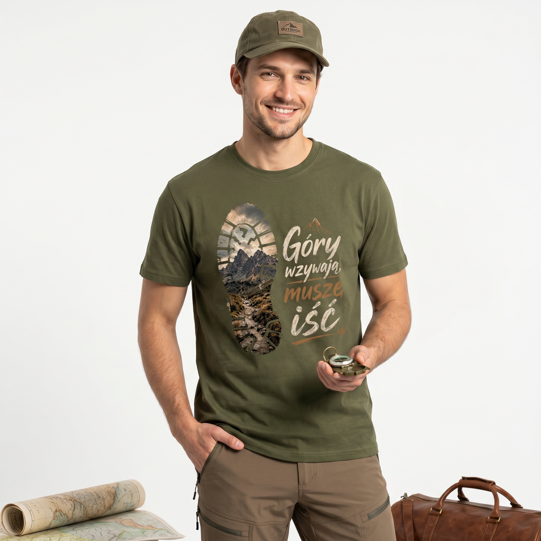 Koszulka Męska T-Shirt W góry Dla podróżnika Napis GÓRY WZYWAJĄ Koszulka W Góry