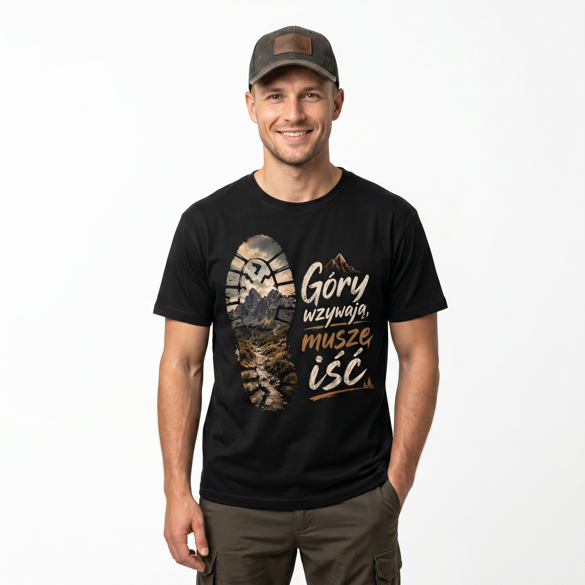 Koszulka Męska T-Shirt W góry Dla podróżnika Napis GÓRY WZYWAJĄ Koszulka W Góry