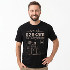 Koszulka Męska T-Shirt Prezent Dla Taty Chłopaka "Wciąż Czekam na Motywację"