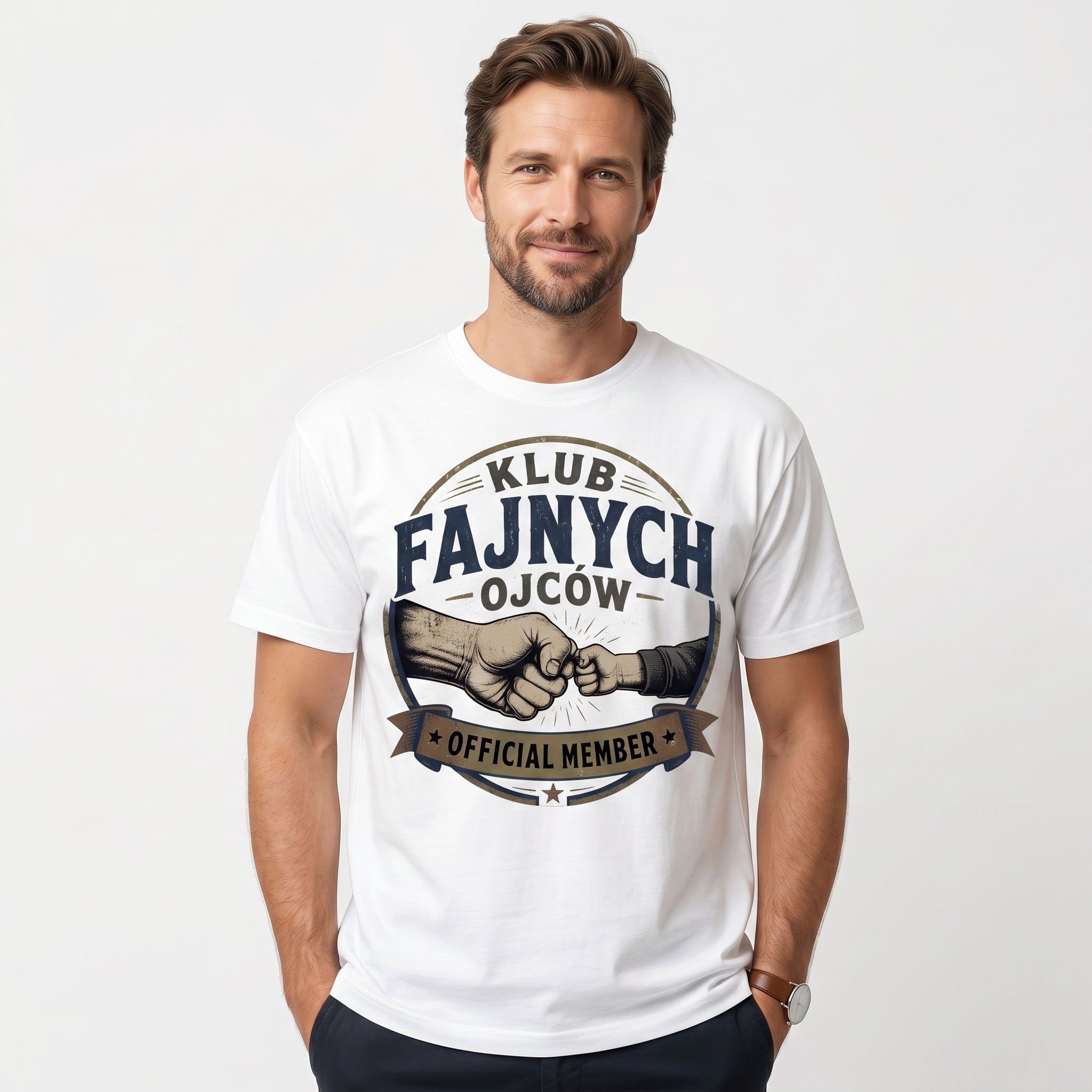 Koszulka Męska T-Shirt Prezent Dla Taty na Dzień Taty Ojca "Klub Fajnych Ojców"