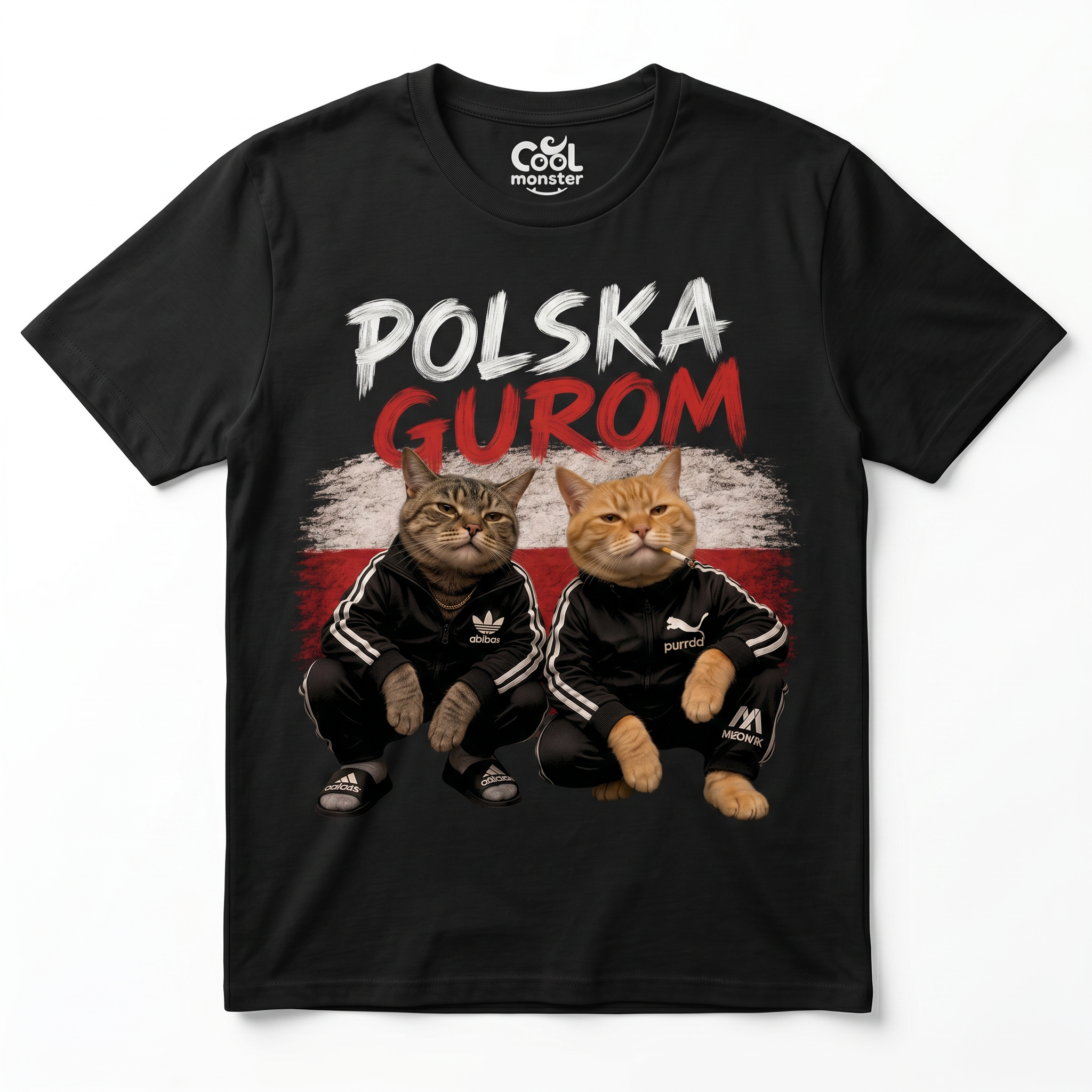 Koszulka Męska T-Shirt Prezent KOTY Napis POLSKA GUROM MEM Śmieszna Koszulka Patriotyczna 26_51