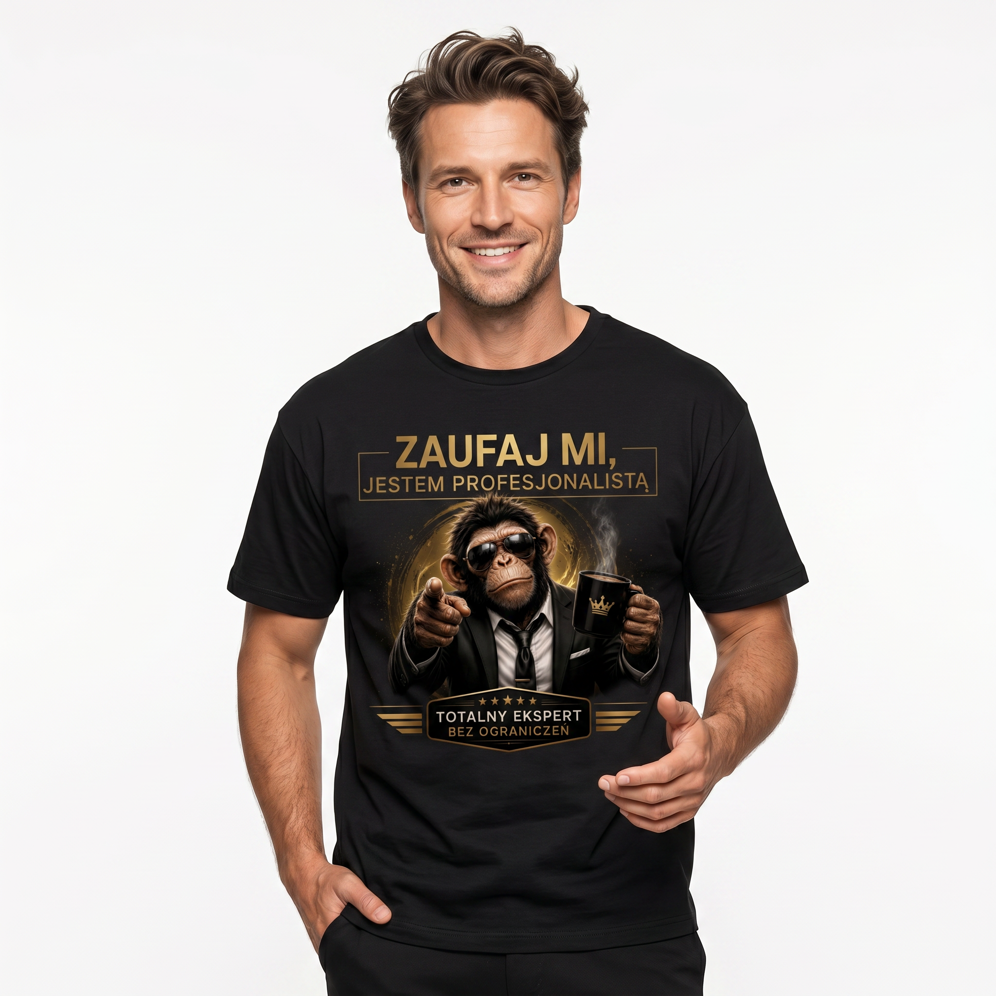 Koszulka Męska T-Shirt Prezent Dla Specjalisty Fachowca "Zaufaj mi Jestem Profesjonalistą"=