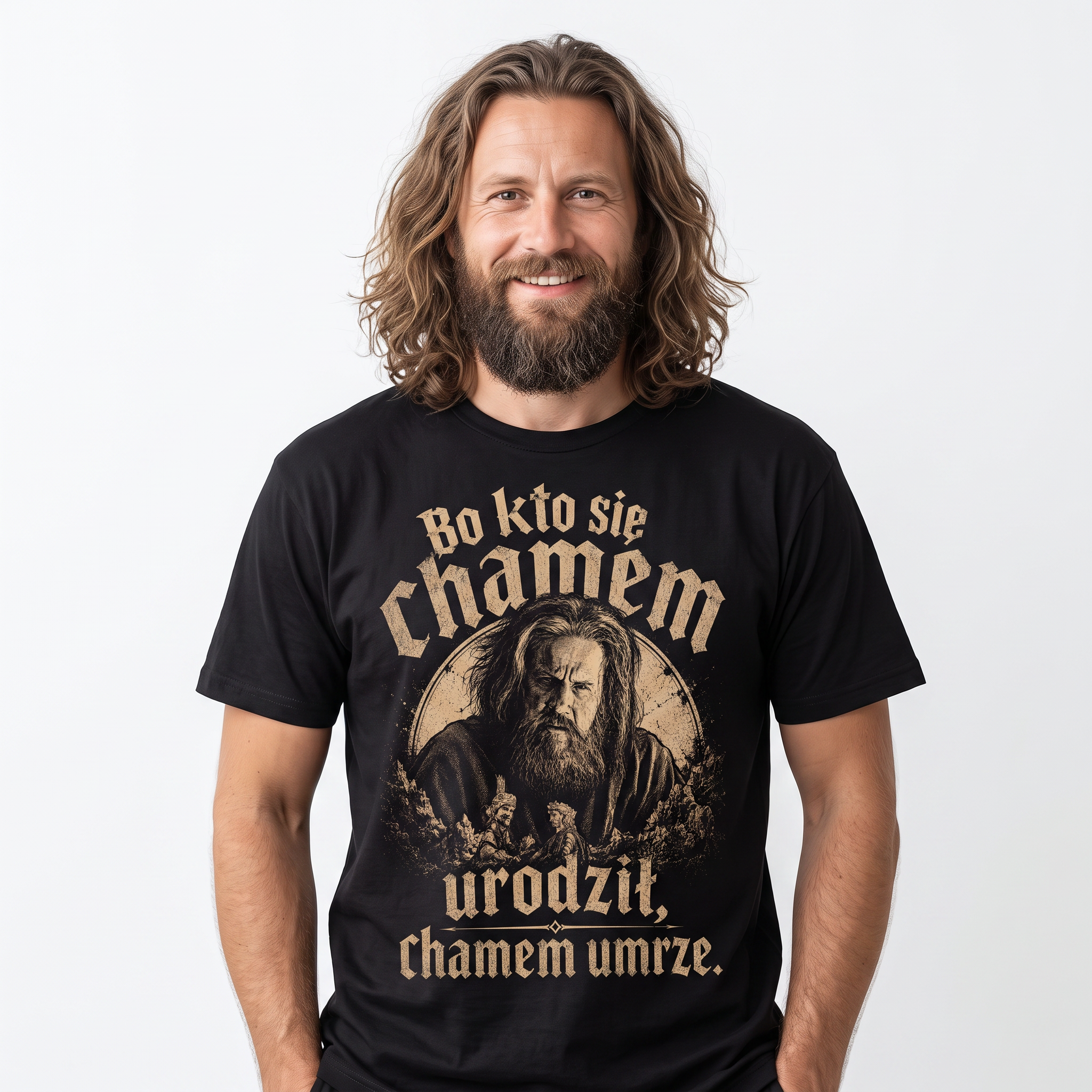 "Kto się Chamem urodził Chamem umrze" 1670 Serial Koszulka Męska T-Shirt Śmieszna Na Prezent - Czarna 26_63