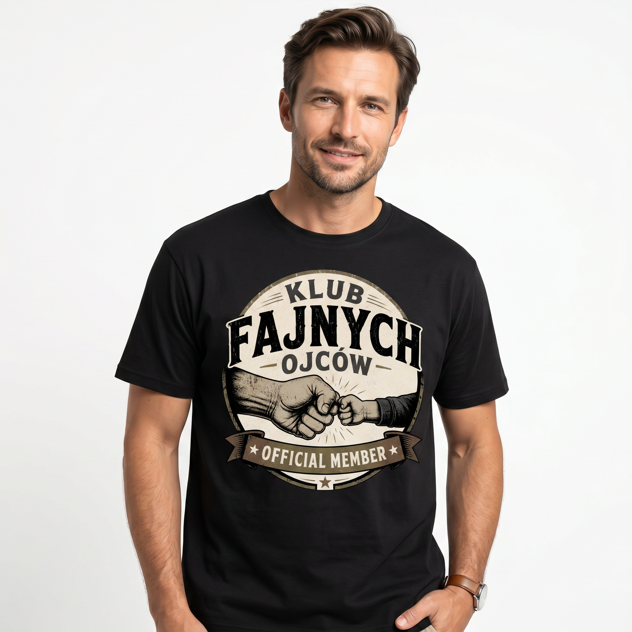 Koszulka Męska T-Shirt Prezent Dla Taty na Dzień Taty Ojca "Klub Fajnych Ojców"