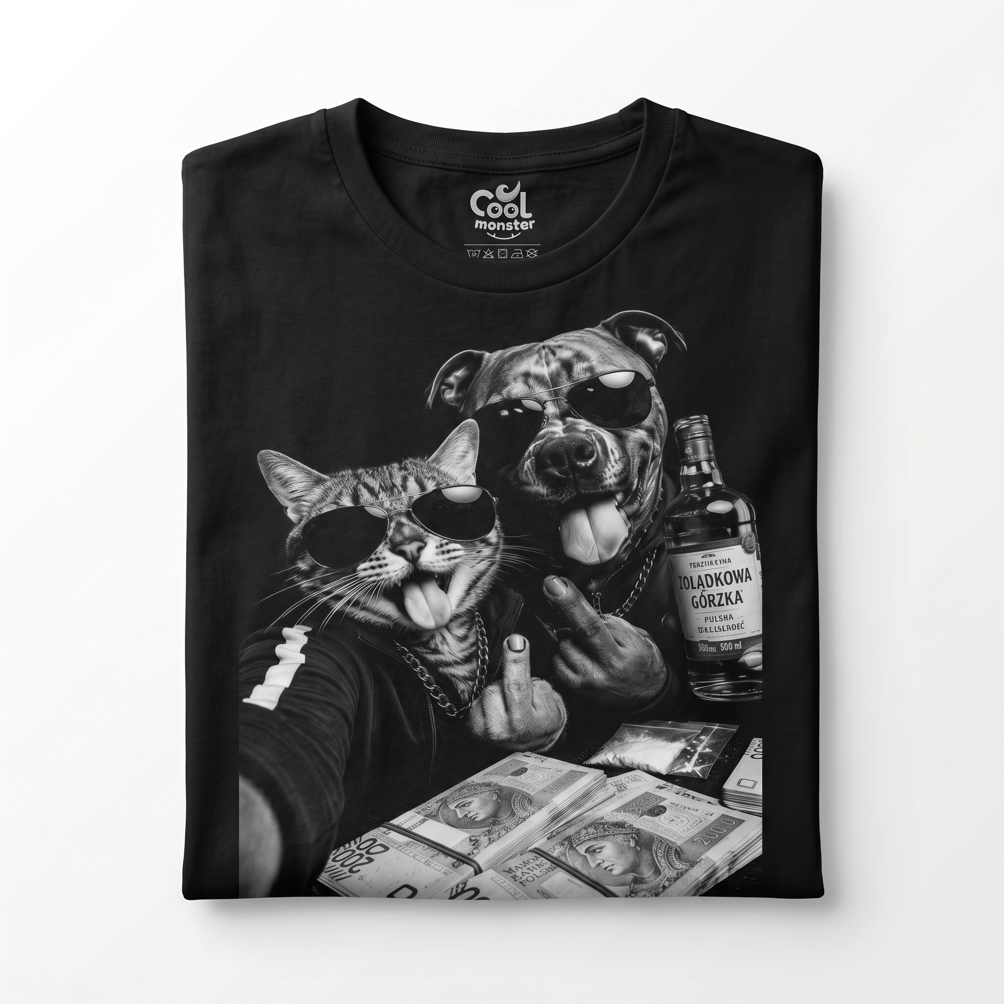 Koszulka Męska T-Shirt Prezent Kot i Pies Mafia Śmieszna koszulka MEM