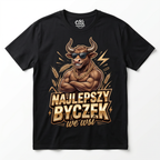 Koszulka Męska T-Shirt Prezent Dla Taty Chłopaka Rolnika Najlepszy Byczek we Wsi