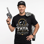 Koszulka Męska T-Shirt Prezent Dla Taty NAJLEPSZY TATA W GALAKTYCE Czarna