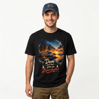 Koszulka Męska Bawełniana T-Shirt z Kamperem Do Podróży "Dom Jest tam Gdzie go Zaparkujesz"