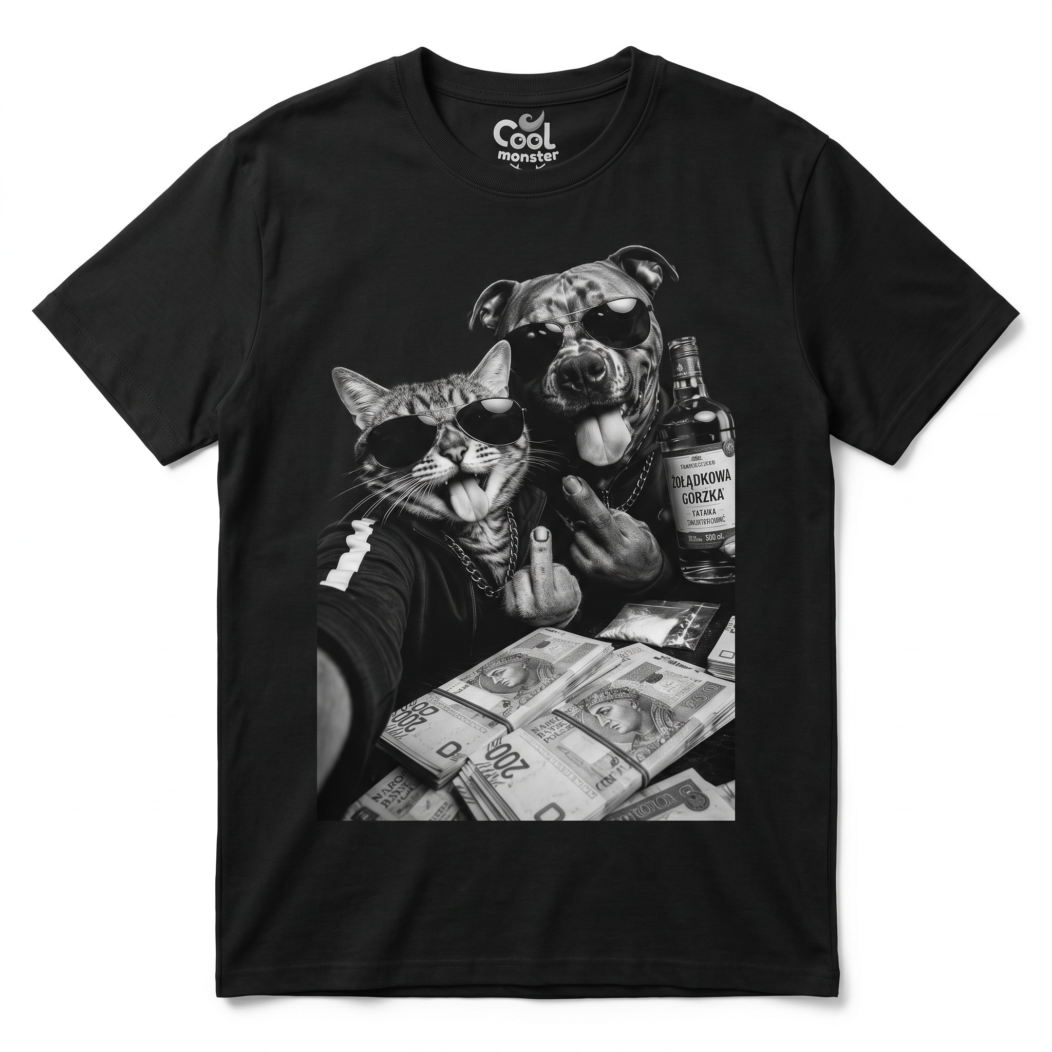 Koszulka Męska T-Shirt Prezent Kot i Pies Mafia Śmieszna koszulka MEM