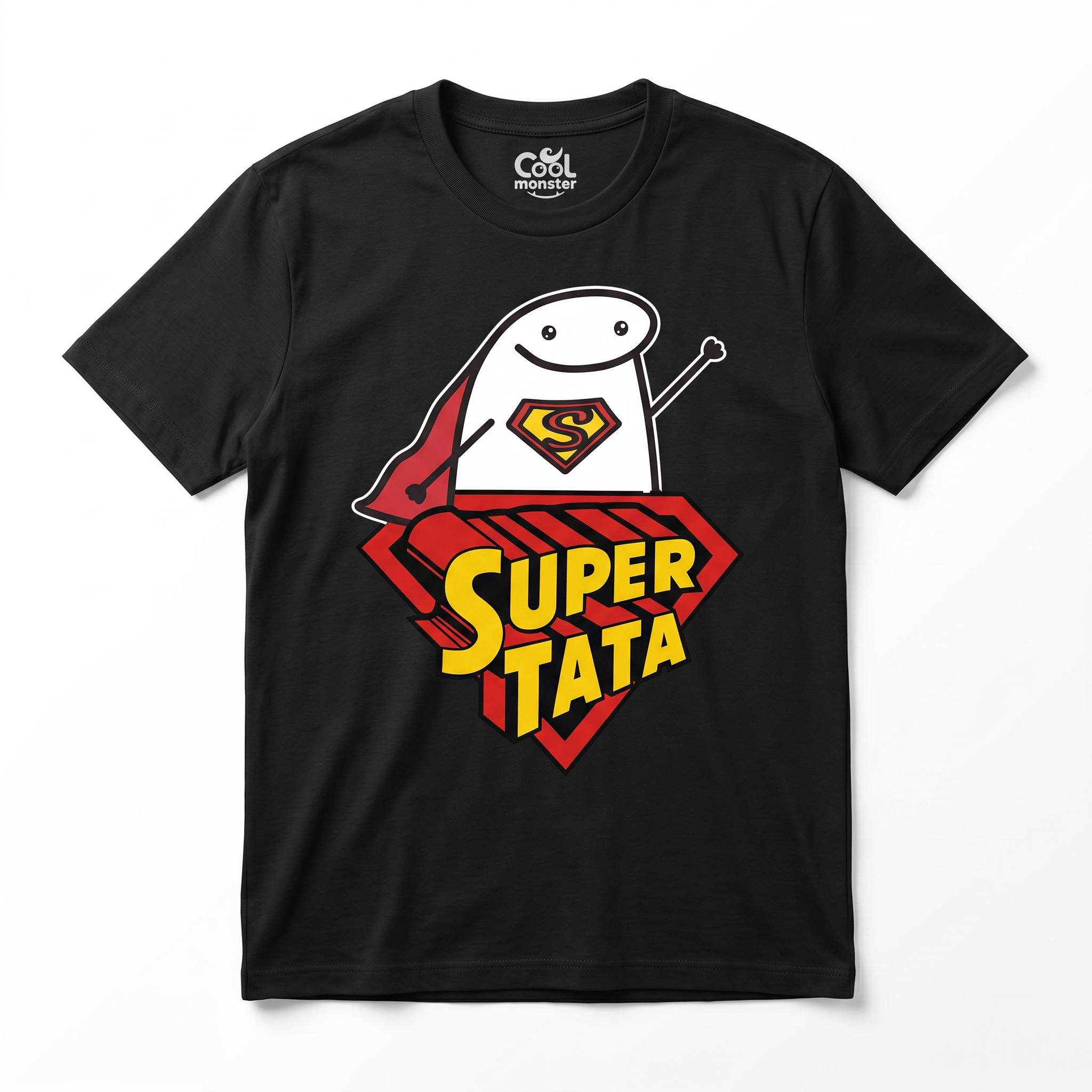 Koszulka Męska T-Shirt Prezent Dla Taty SUPER TATA Śmieszny Mem Czarna