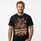 Koszulka Męska T-Shirt Prezent Dla Taty Chłopaka Rolnika Najlepszy Byczek we Wsi
