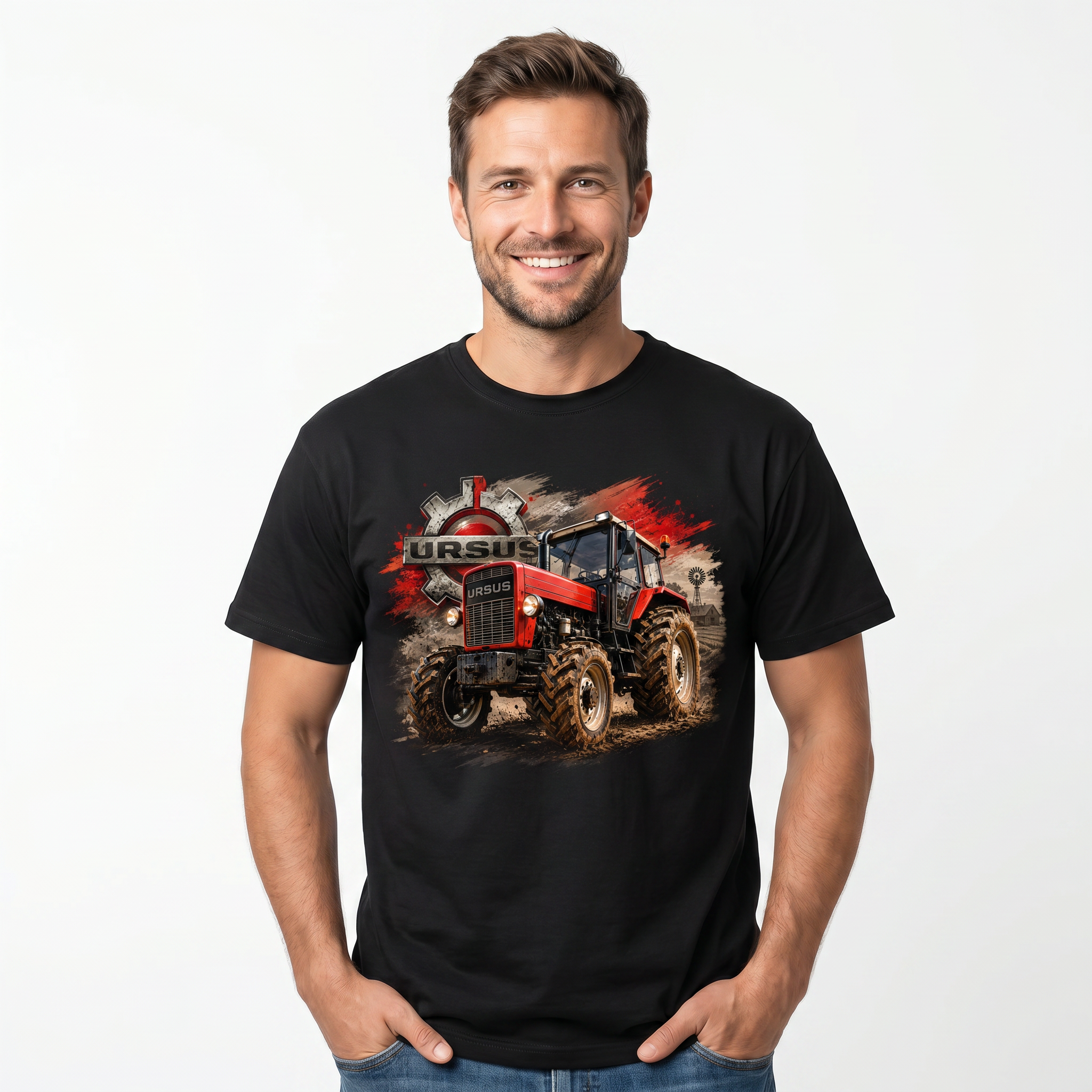 Koszulka Męska T-Shirt Prezent Dla Taty Chłopaka Rolnika URSUS Ciągnik