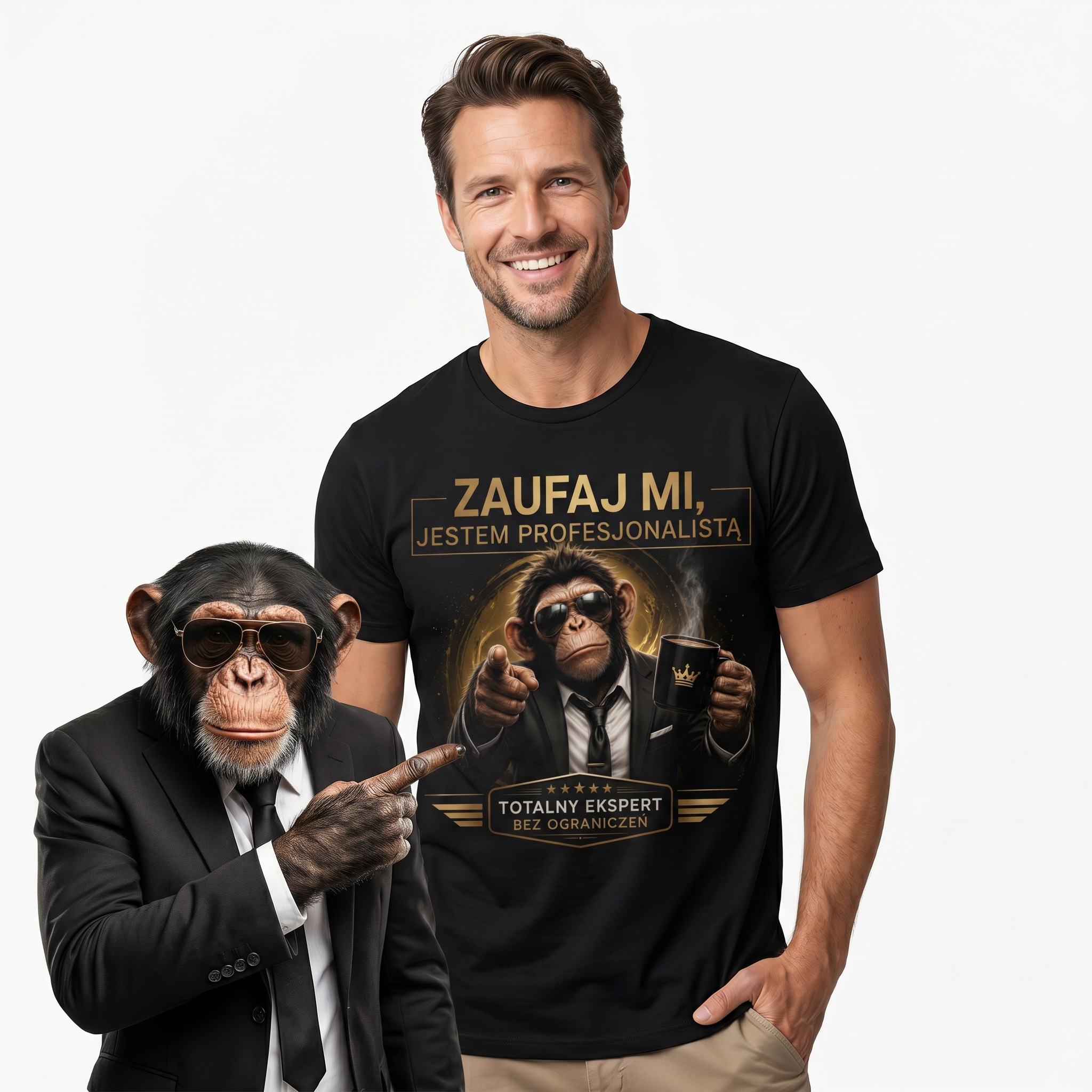Koszulka Męska T-Shirt Prezent Dla Specjalisty Fachowca "Zaufaj mi Jestem Profesjonalistą"= Drugie zdjęcie produktu
