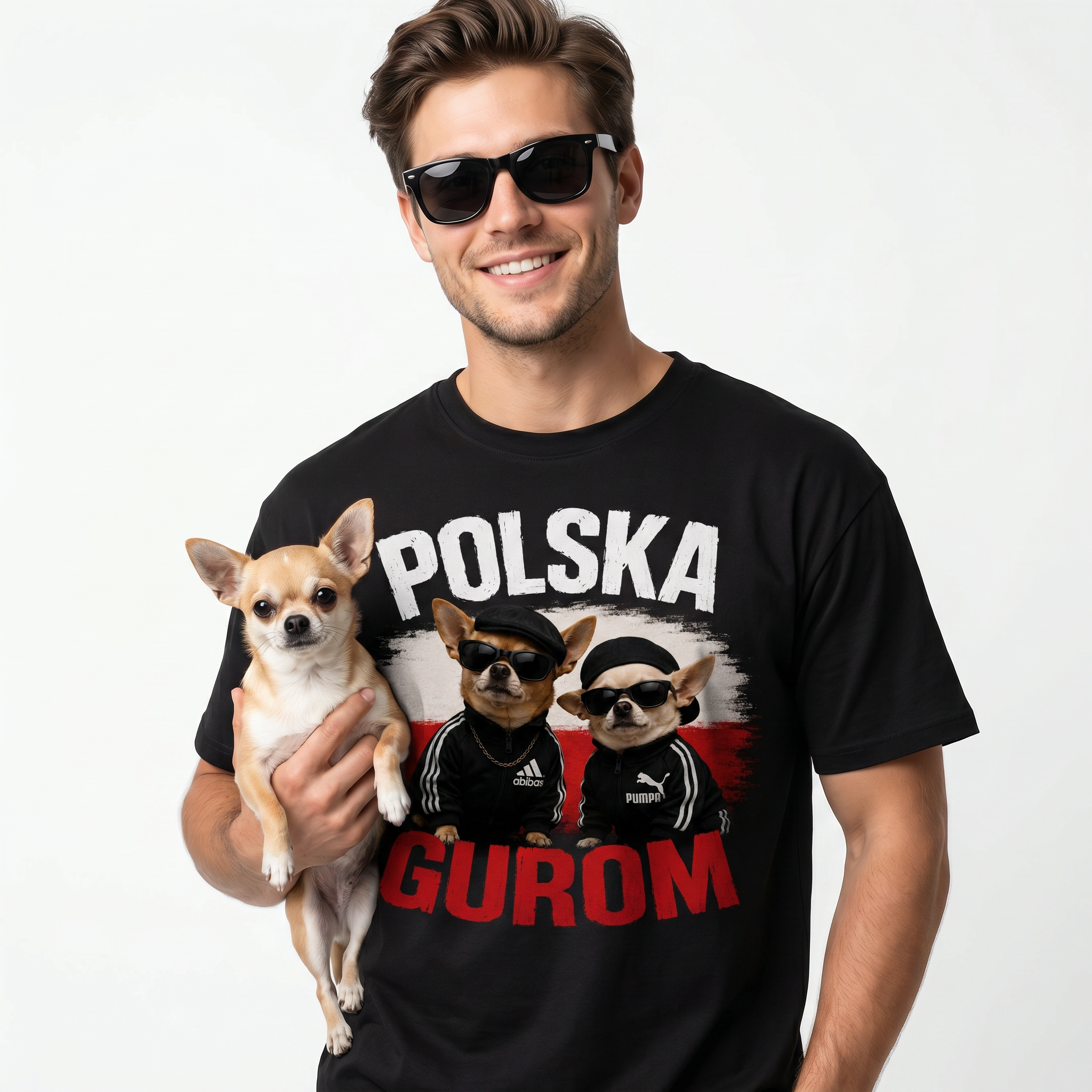 Koszulka Męska T-Shirt Prezent Psy Napis POLSKA GUROM MEM Śmieszna Koszulka Patriotyczny 26_50
