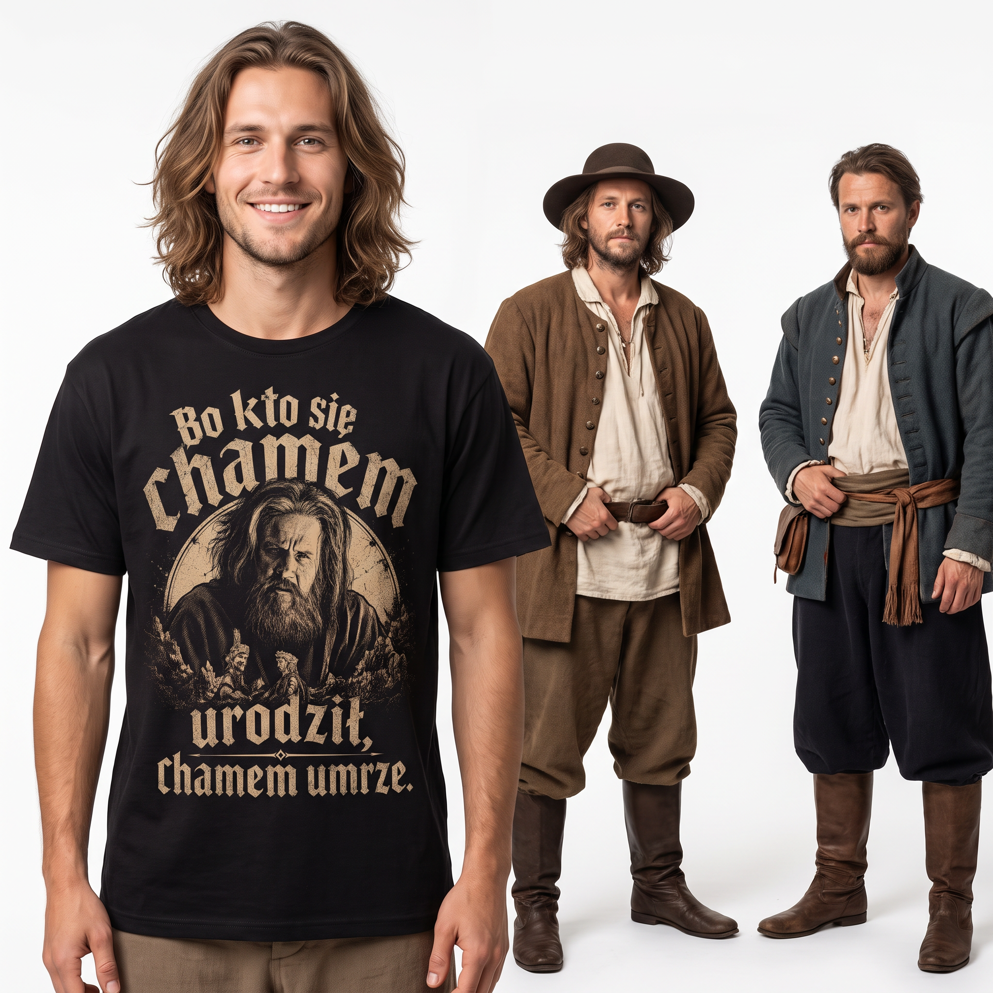"Kto się Chamem urodził Chamem umrze" 1670 Serial Koszulka Męska T-Shirt Śmieszna Na Prezent - Czarna 26_63