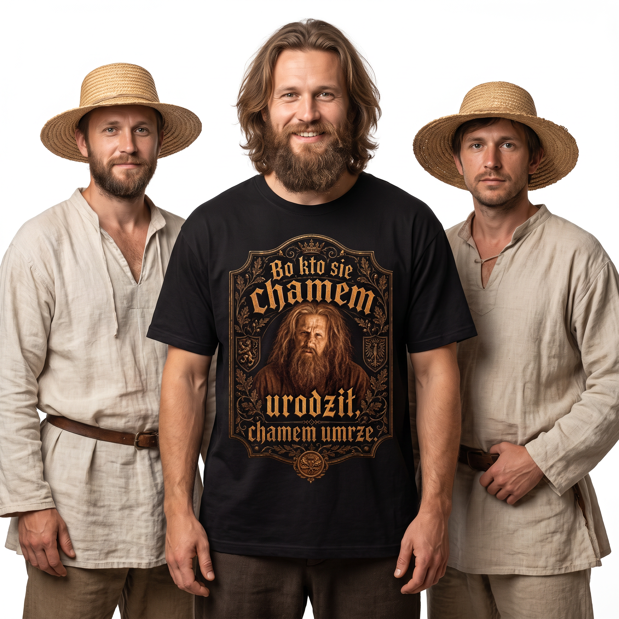 "Kto się Chamem urodził Chamem umrze" 1670 Serial Koszulka Męska T-Shirt Śmieszna Na Prezent - Czarna 26_64 Drugie zdjęcie produktu