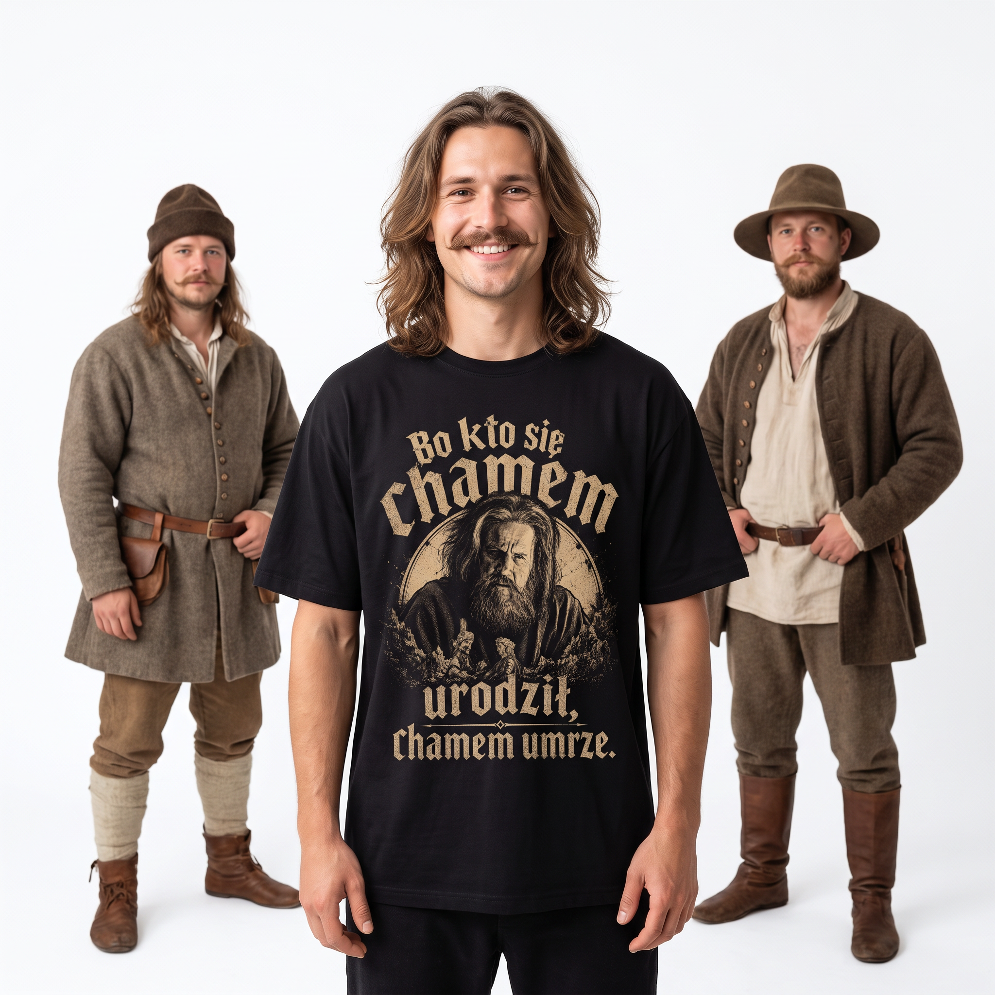"Kto się Chamem urodził Chamem umrze" 1670 Serial Koszulka Męska T-Shirt Śmieszna Na Prezent - Czarna 26_63