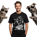 Koszulka Męska T-Shirt Prezent Kot i Pies Mafia Śmieszna koszulka MEM